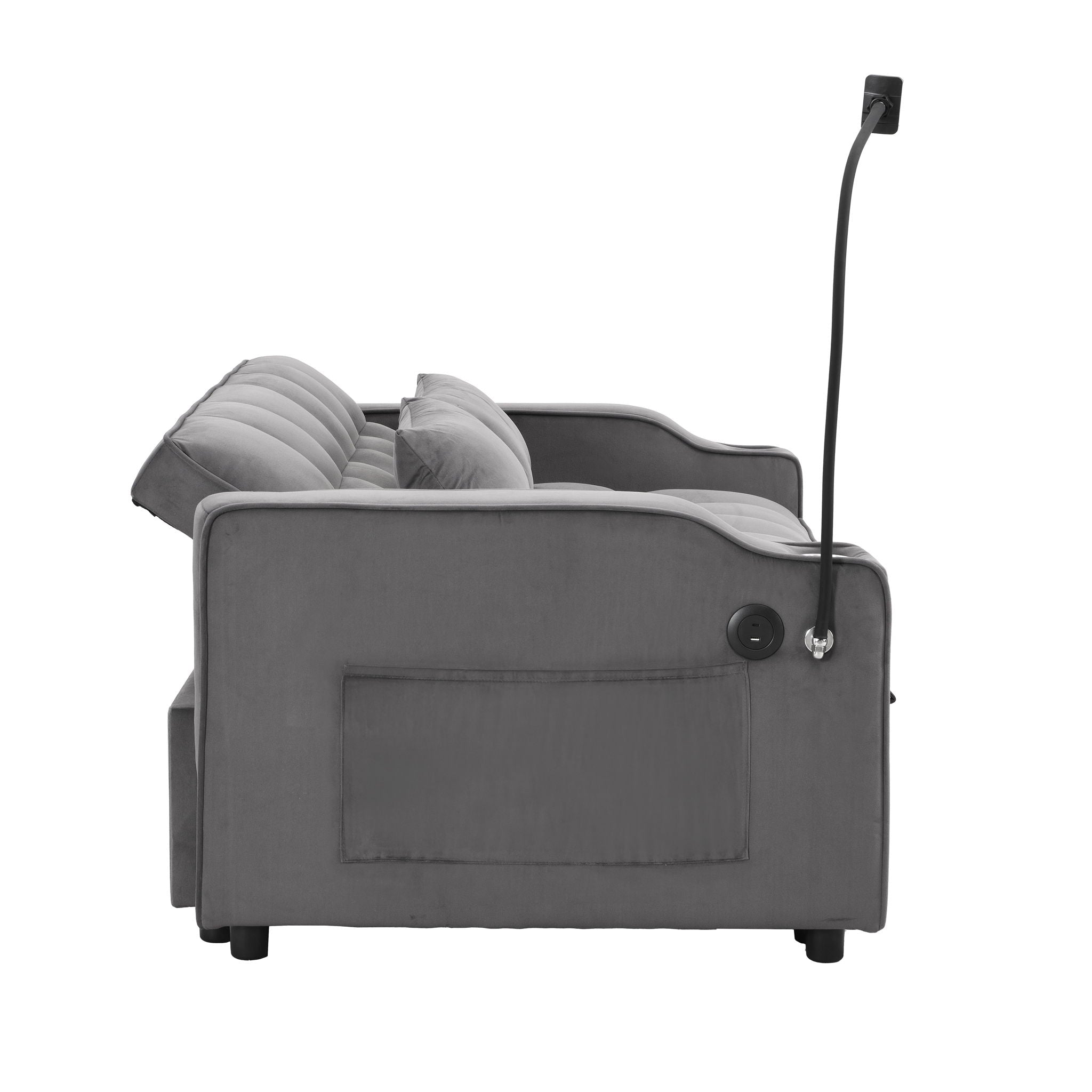 Sofa Bed With Trundle For Small Rooms - Dark Gray