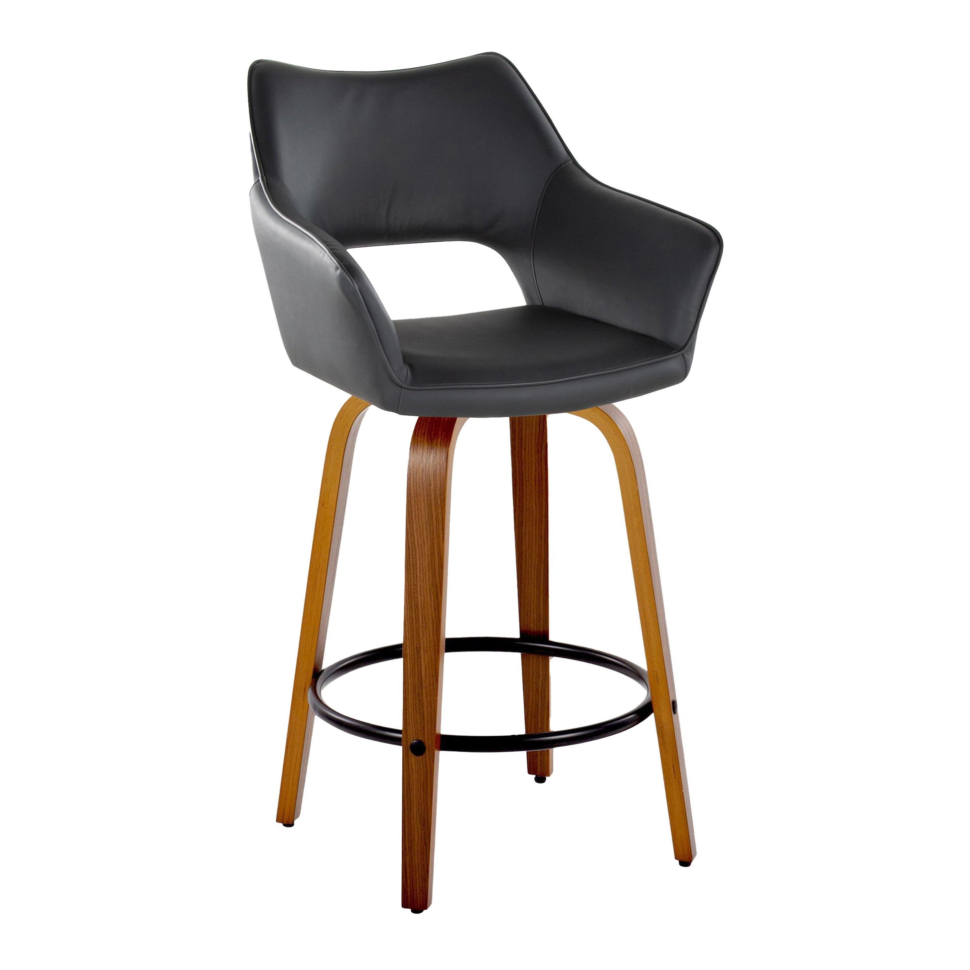 Mustang - Contemporary Fixed Height Counter Stool With Swivel With Round Footrest (Set of 2) - Best Buy Furniture