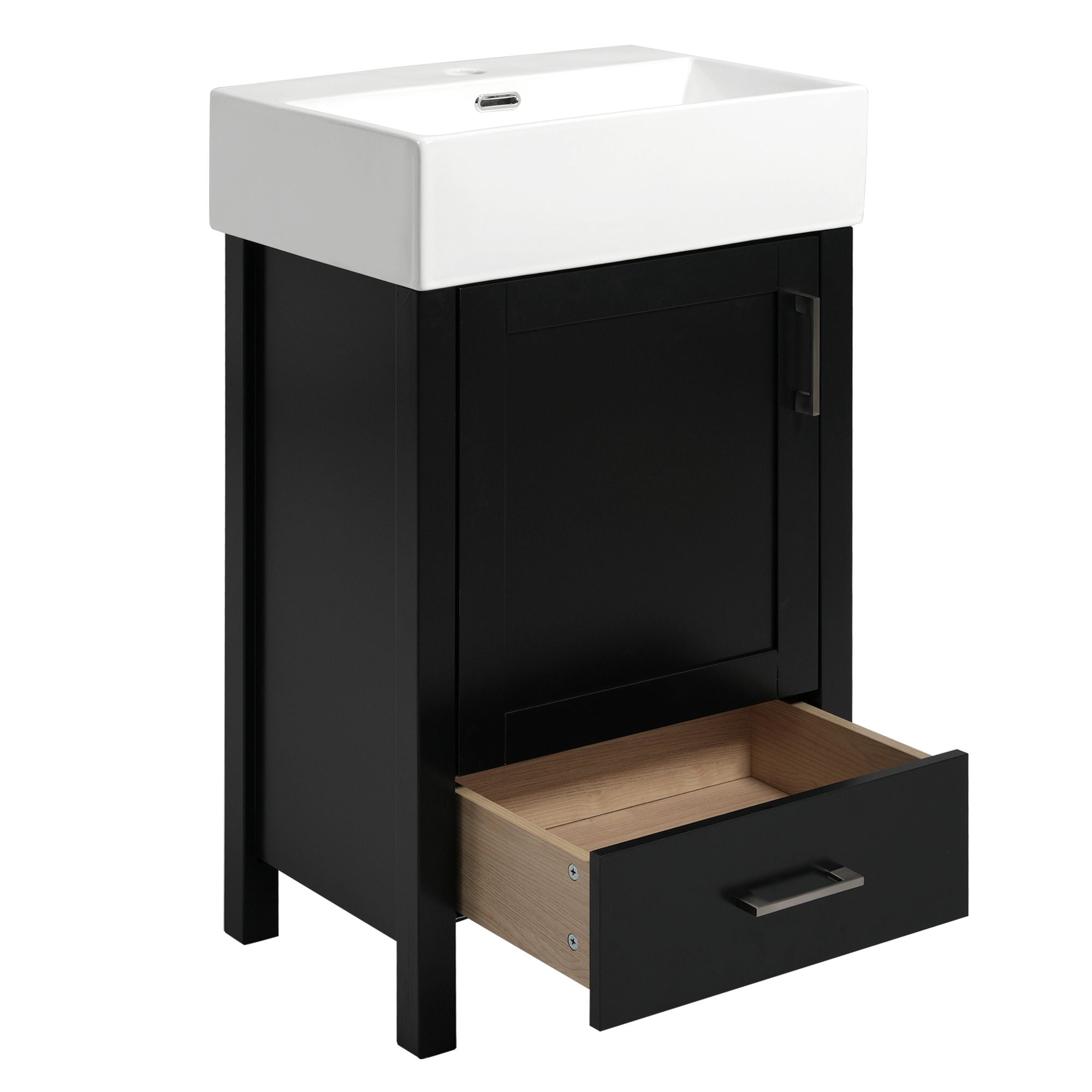 Bathroom Vanity With Sink, Frame And Drawer - Black