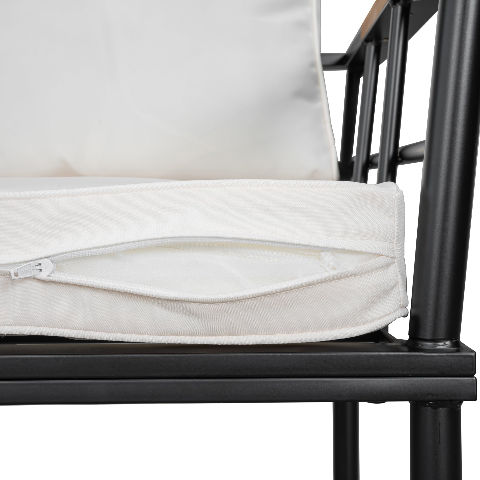 U_Style Iron Outdoor Dining Set with Acacia Wood Armrest