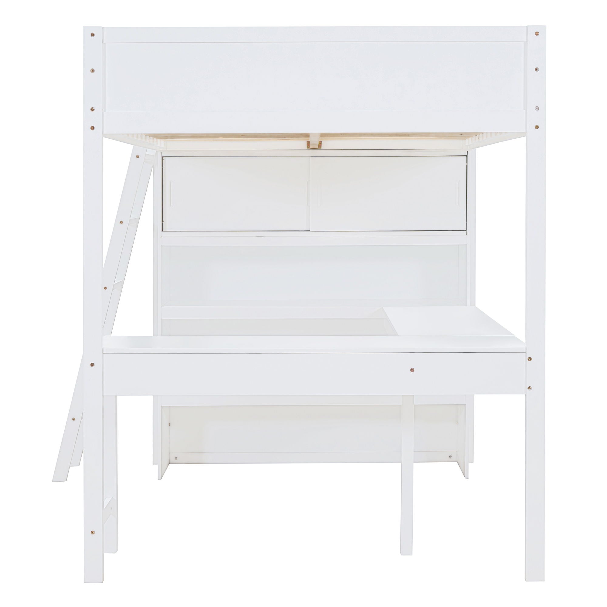 Modern Loft Bed With Desk And Shelves