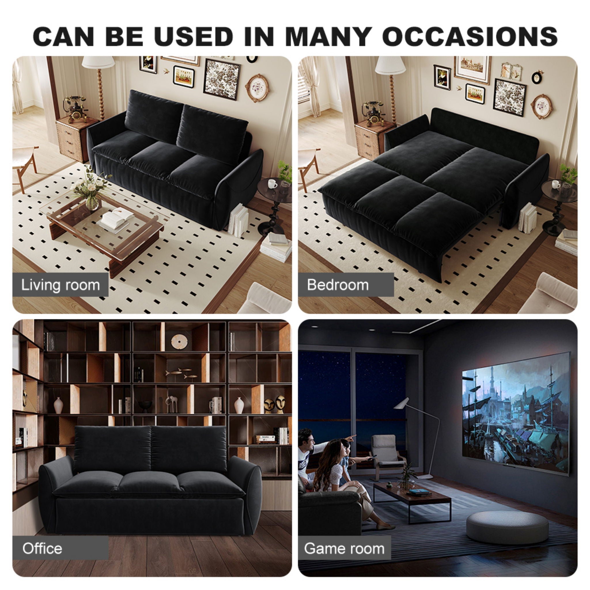 Pull Out Sofa Bed, 3 Seat Convertible Sleeper Sofa With 2 In 1 Pillow And Blanket Set