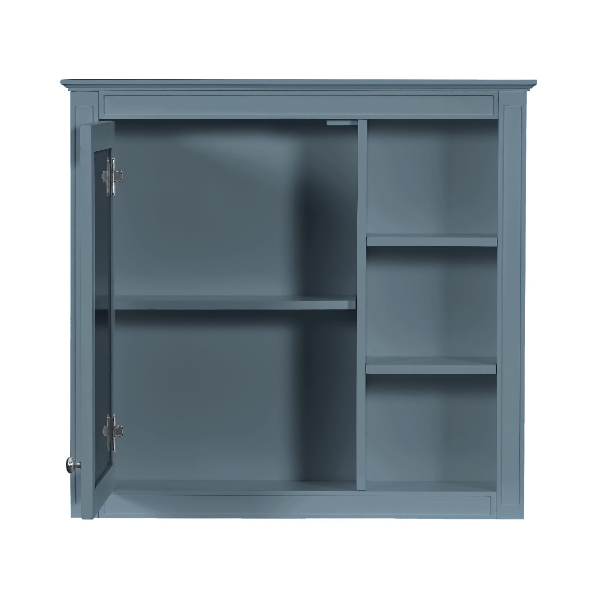 Wall-Mounted Medicine Cabinet With Mirror, Adjustable Shelves, Rectangular Design - Blue