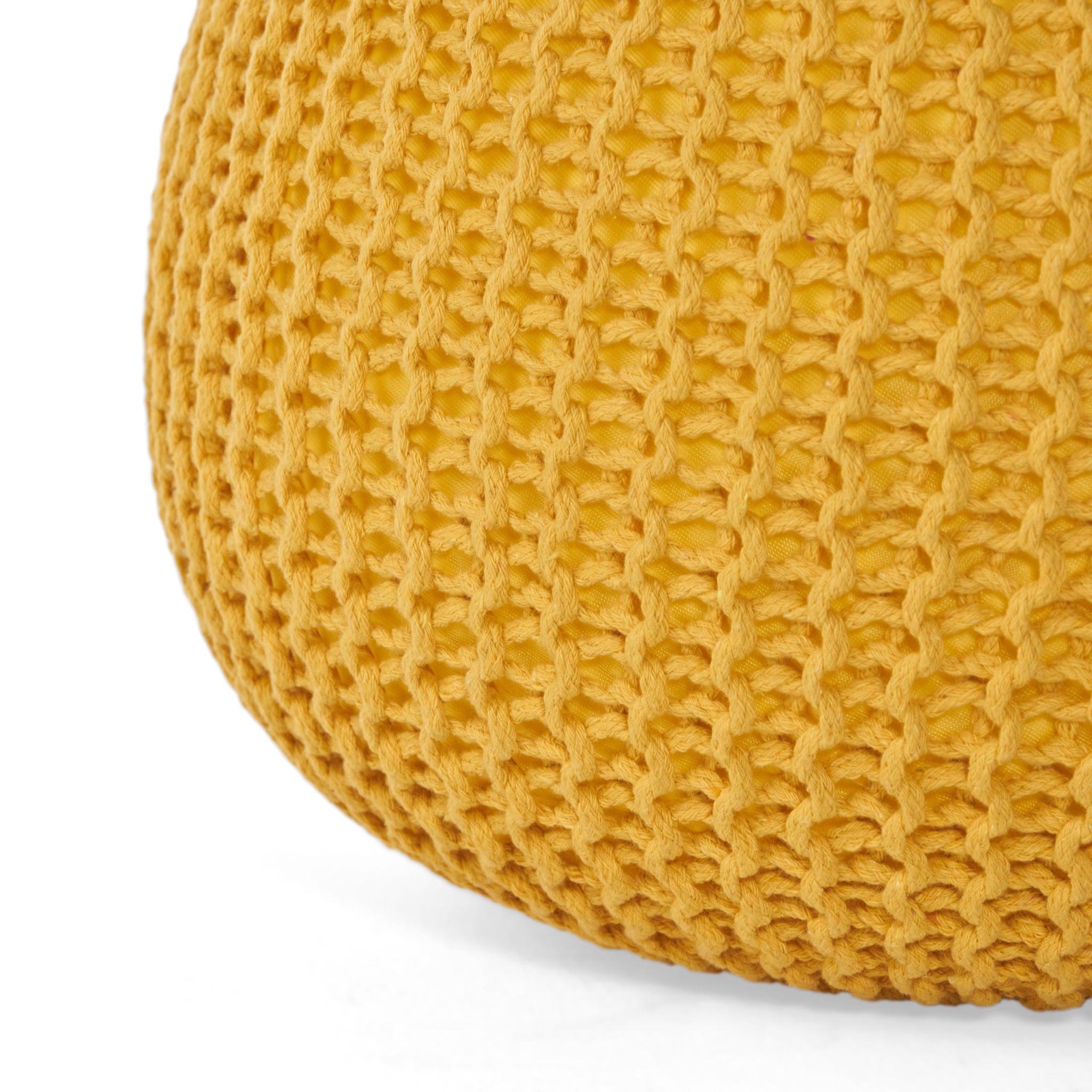 Bordeaux - Knitted Cotton Round Pouf, Versatile Ottoman And Floor Cushion