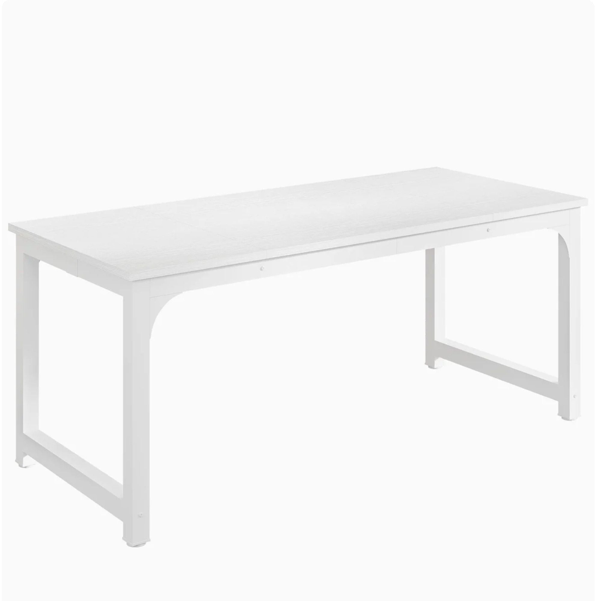 Executive Desk, Large Office Computer Workstation With Thick Frame - White