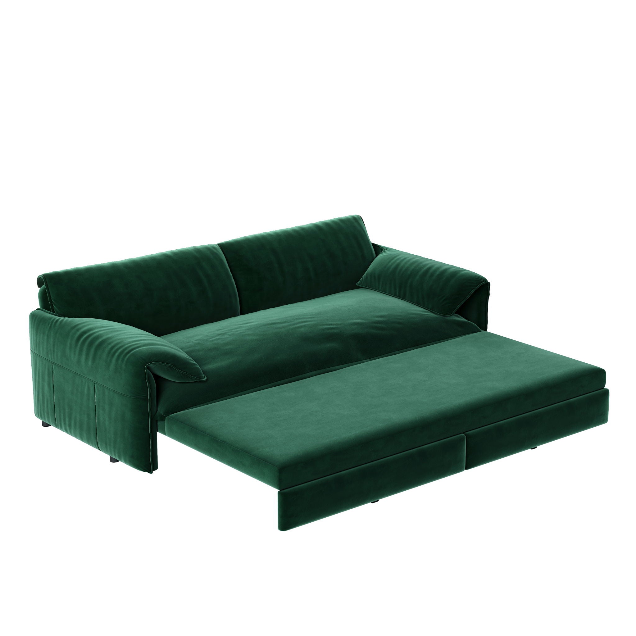 Queen Pull Out Sofa Bed, 3 In 1 Convertible Sleeper Sofa With Side Storage For Living Room - Green