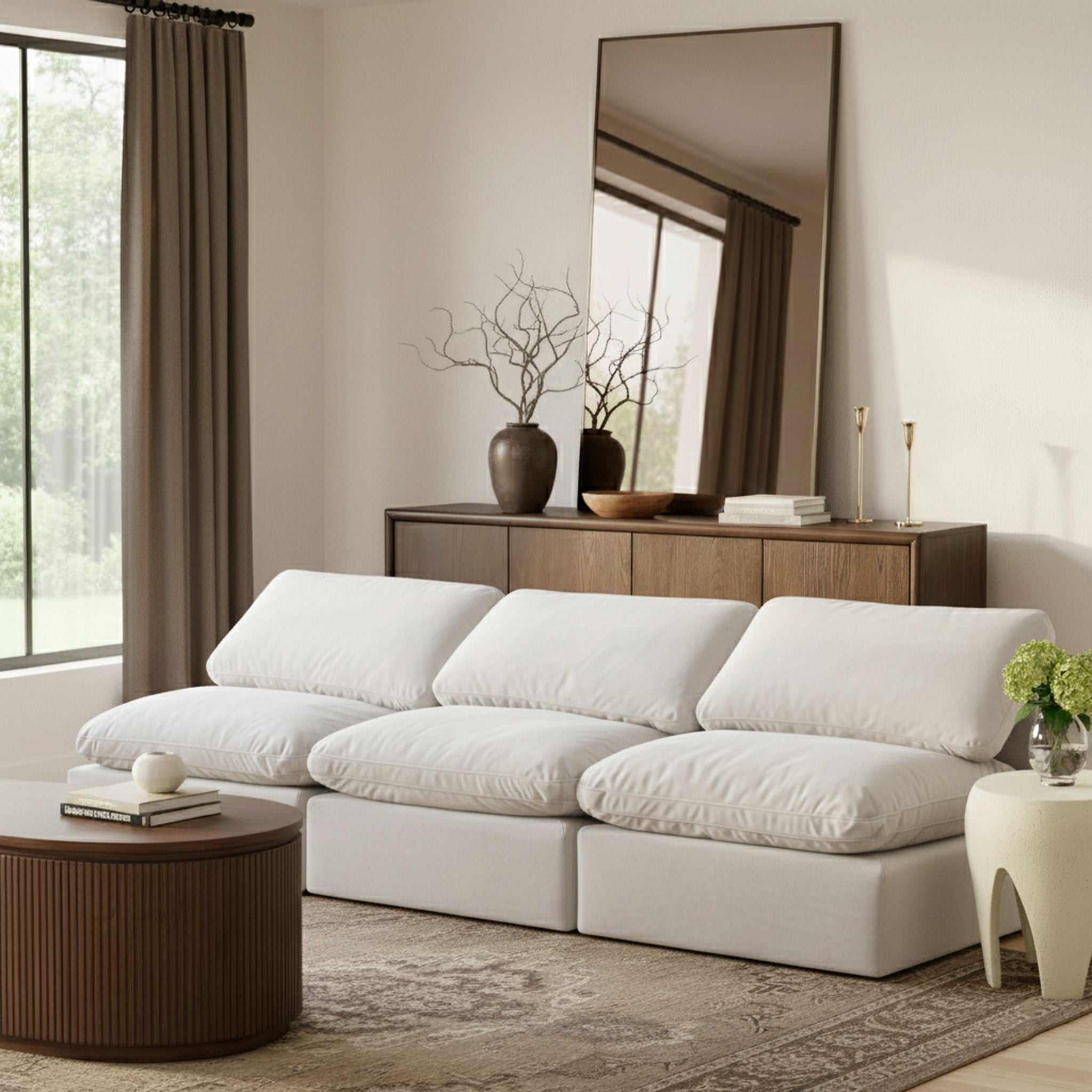 Indulge - Velvet 3 Seat Modular Armless Sofa