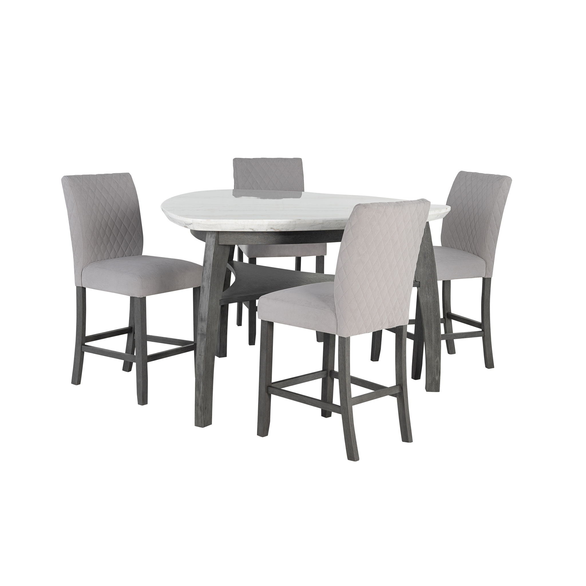 Jasmine - Bar Table With Arched Legs And Marble Top, Triangular Shape - Gray