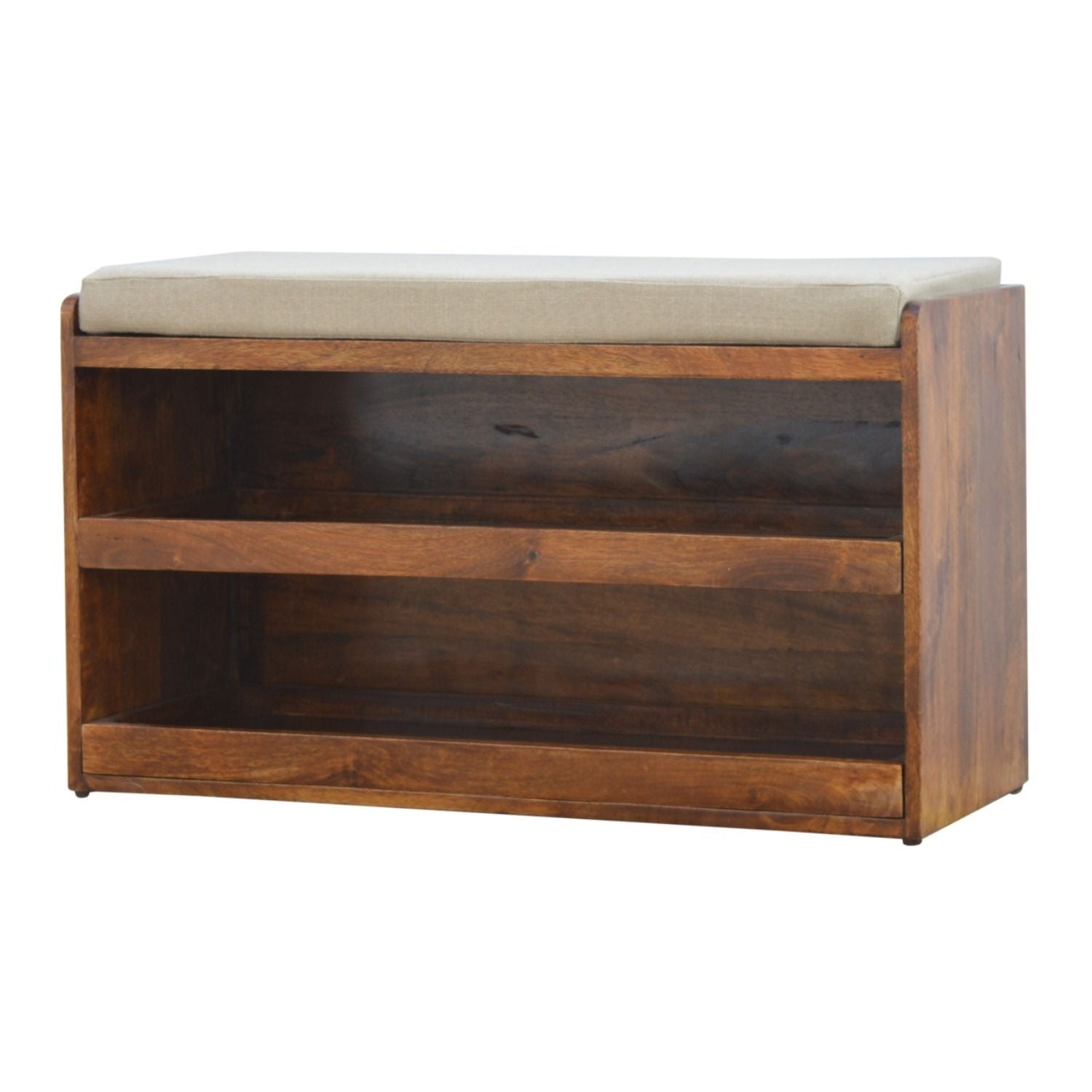 Pull Out Shoe Bench - Chestnut / Mud Linen - Best Buy Furniture