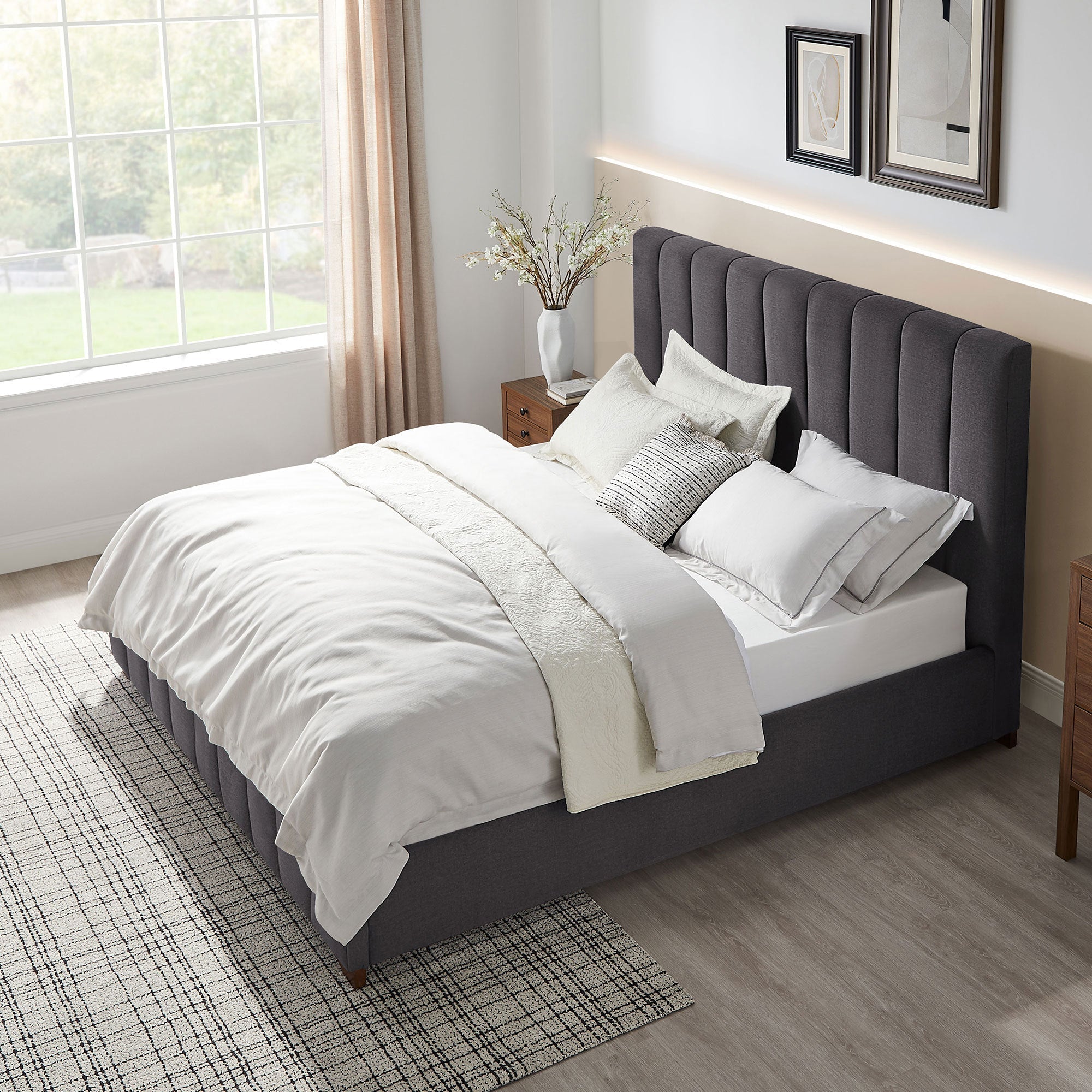 Upholstered Wingback Bed