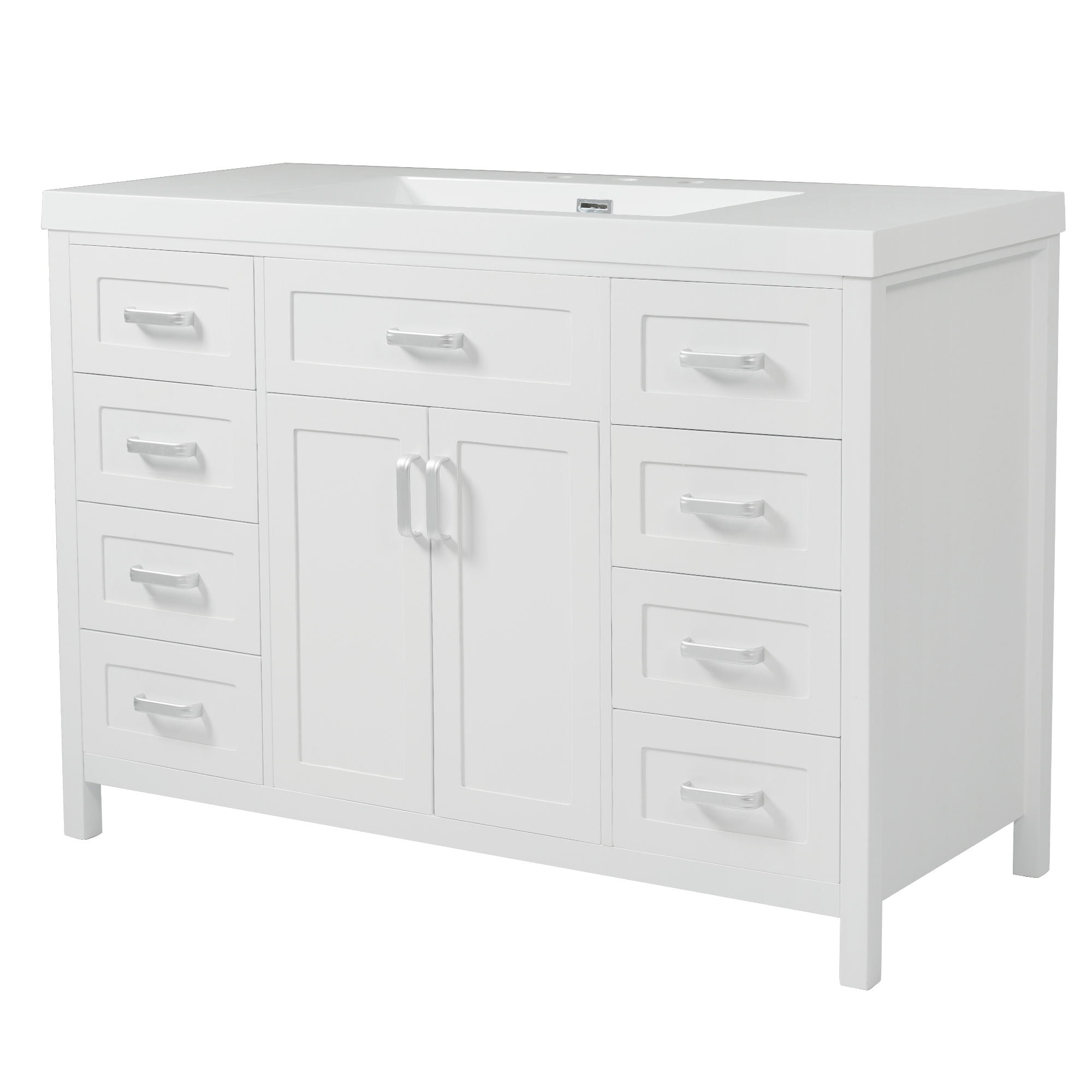 Bathroom Vanity With Sink, 2 Doors 8 Drawers, Soft Close System, Classic Design