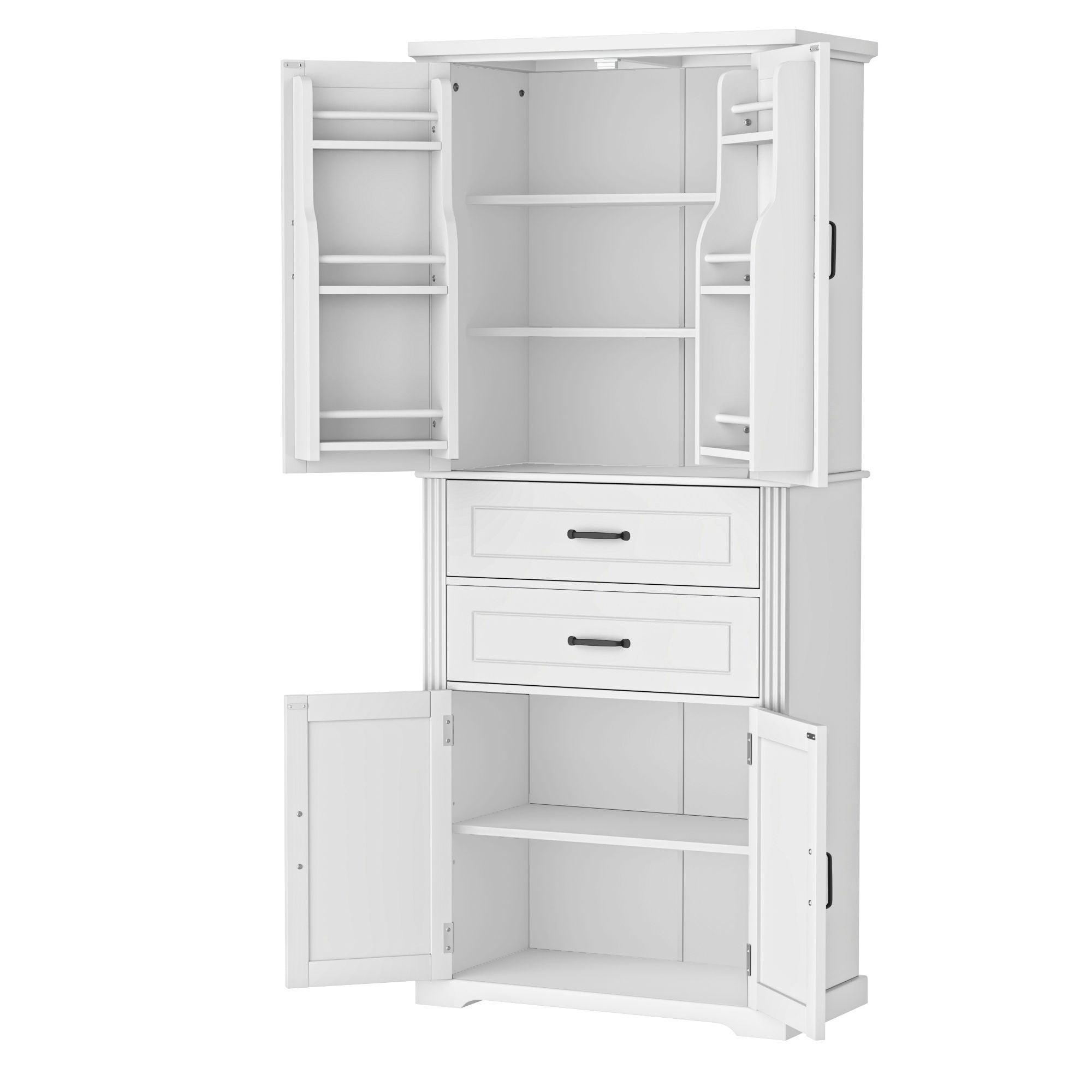 Multi Functional Storage Cabinet With Adjustable Shelves, 2 Drawers, Door Shelves