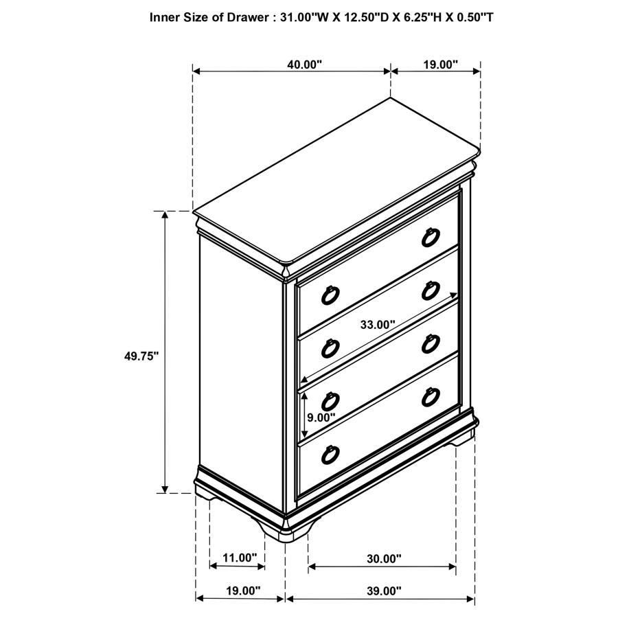 Garland - 4-Drawer Bedroom Chest Of Drawers - Brown Cherry