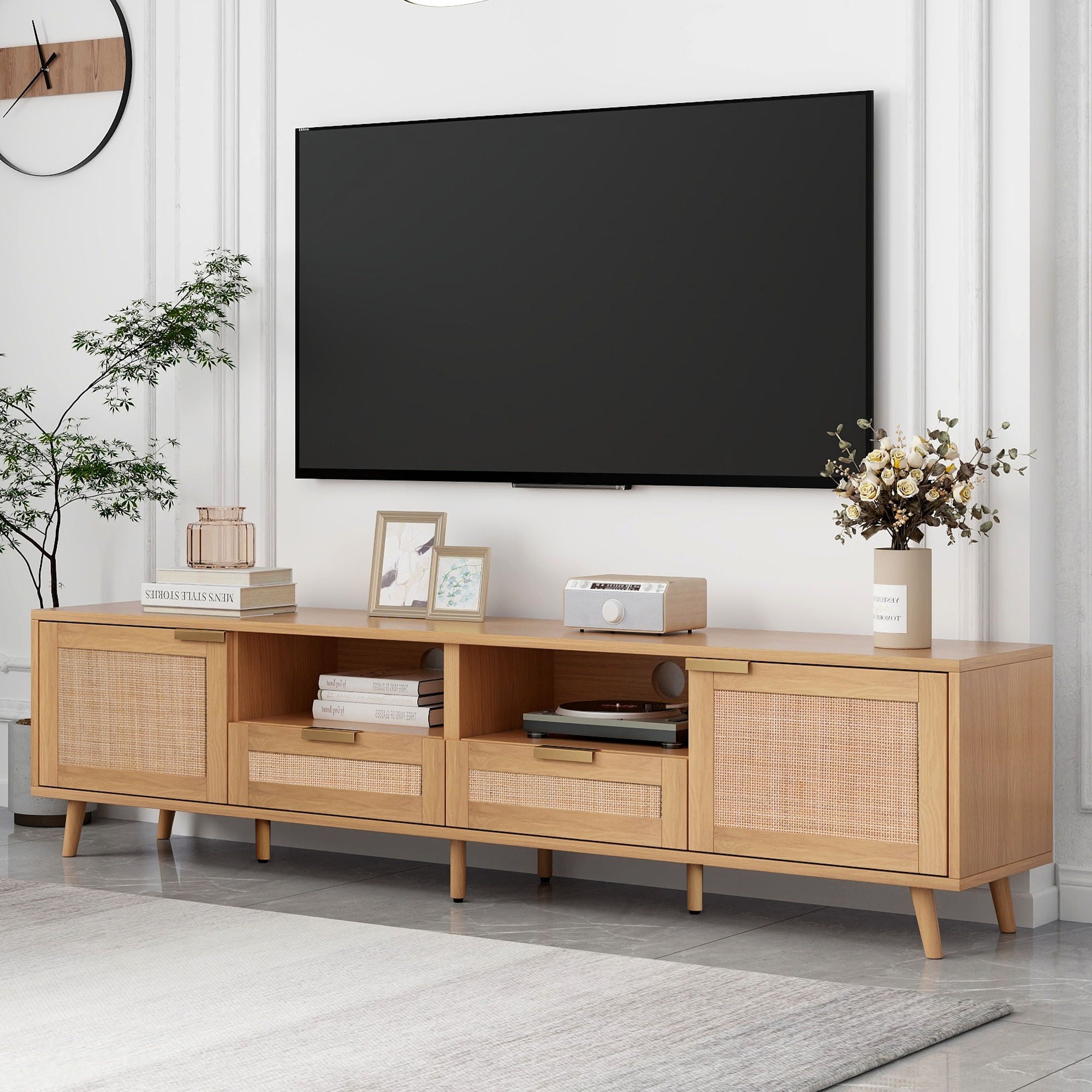 TV Stand, Media Console With Cable Management