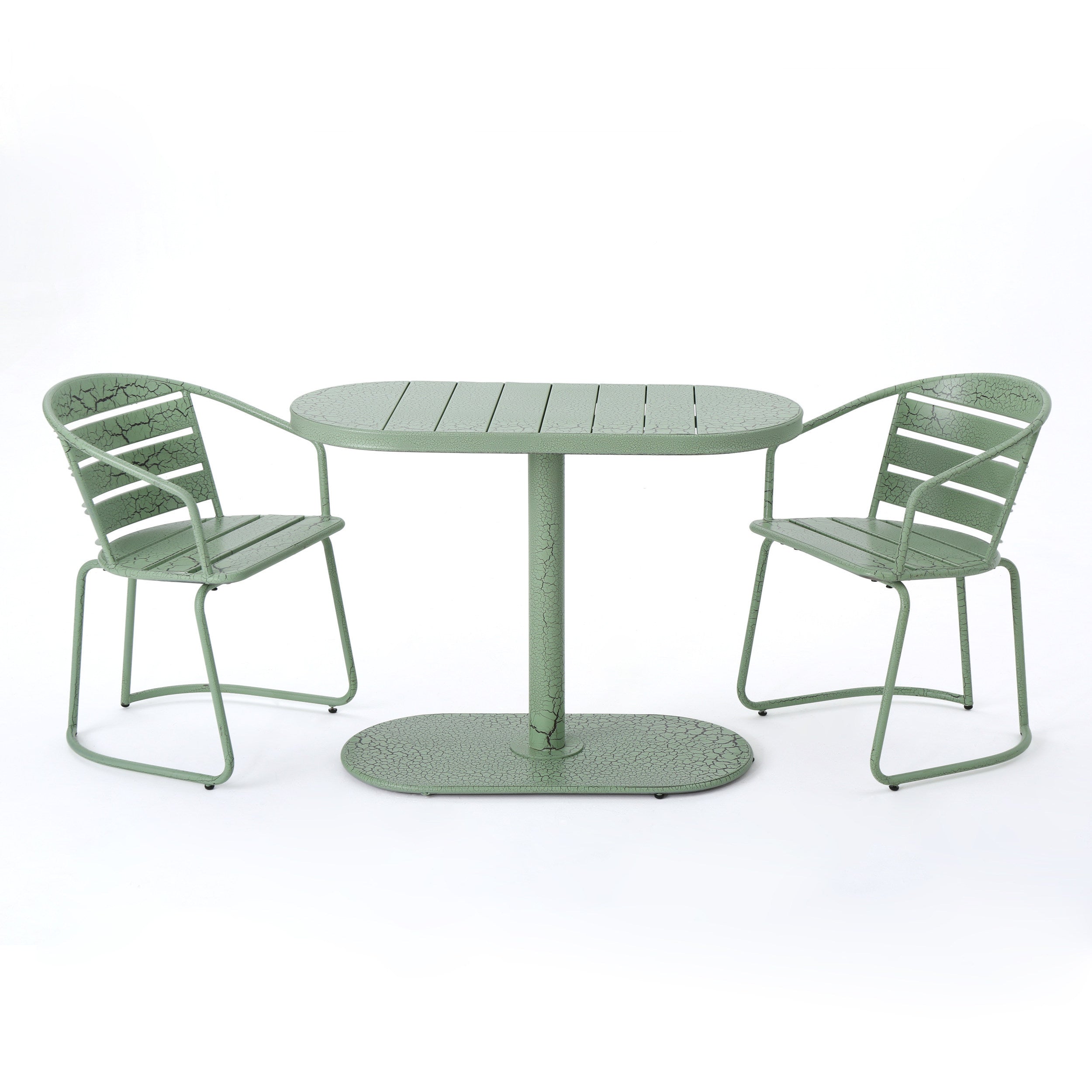 Santa Monica Bistro Set Modern Outdoor Dining Green Iron 3-Piece