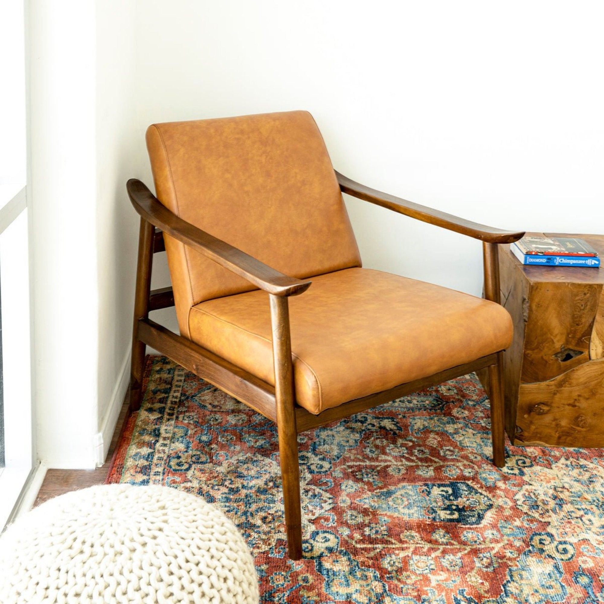 Brandon - Antique Leather Lounge Chair - Brown / Tan