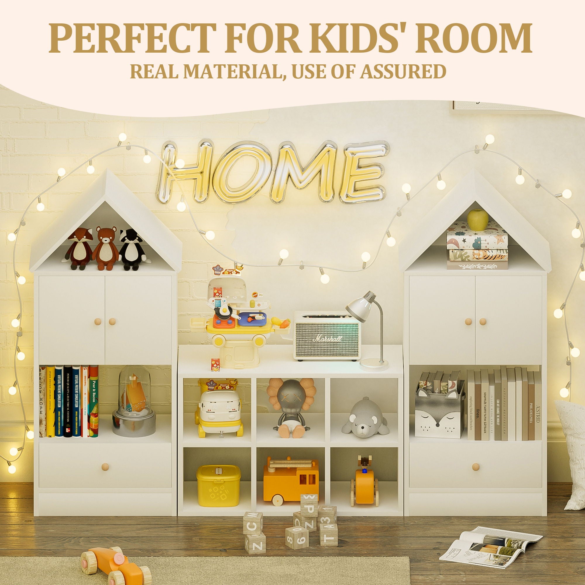 Versatile Children's Bookshelf With House Shaped Design, Multi Functional Storage For Books And Toys