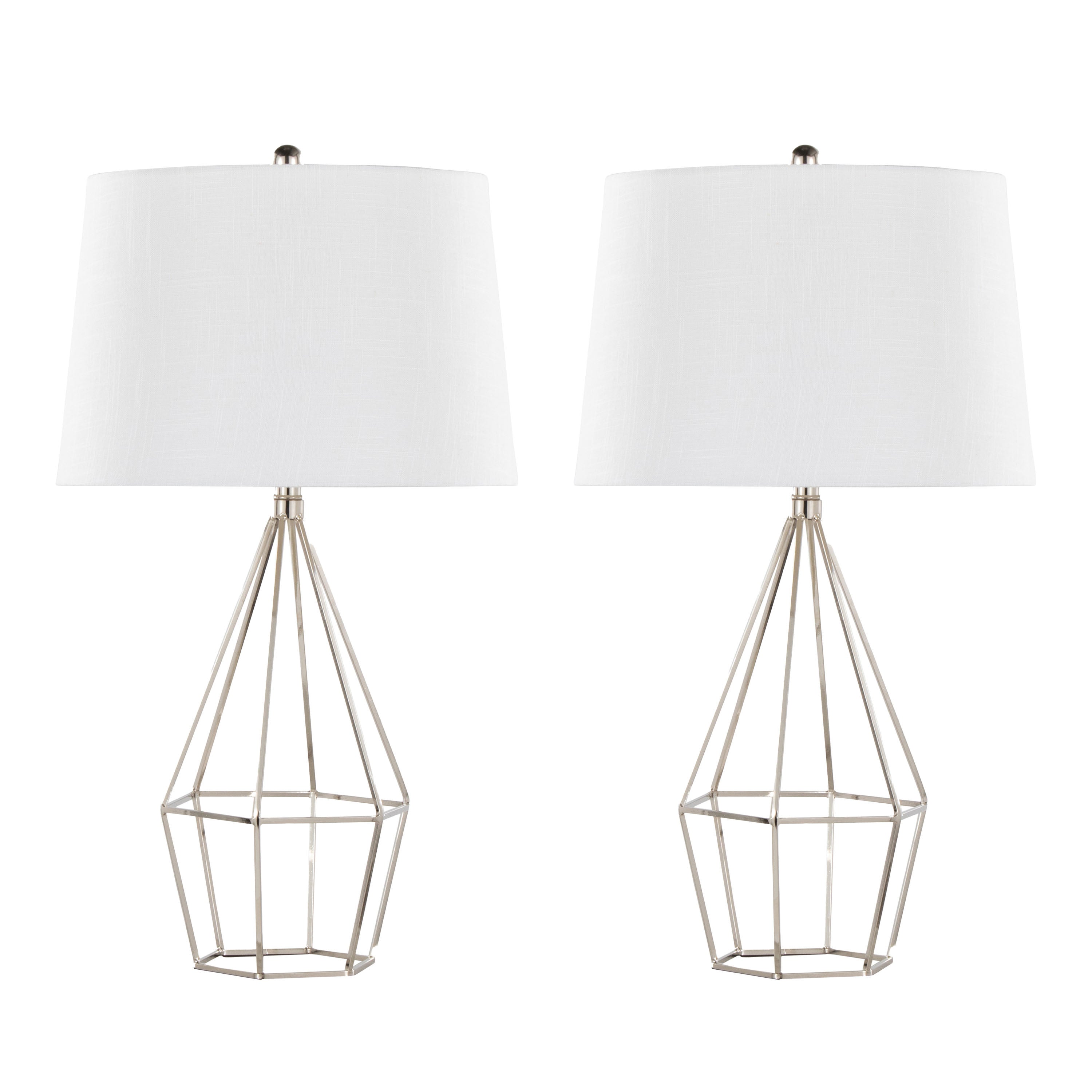 Diana 29" Contemporary Metal Table Lamp Set in Polished Nickel