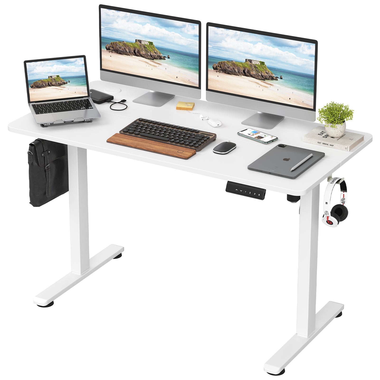 STARY Electric Standing Desk Adjustable Height White - Best Buy Furniture