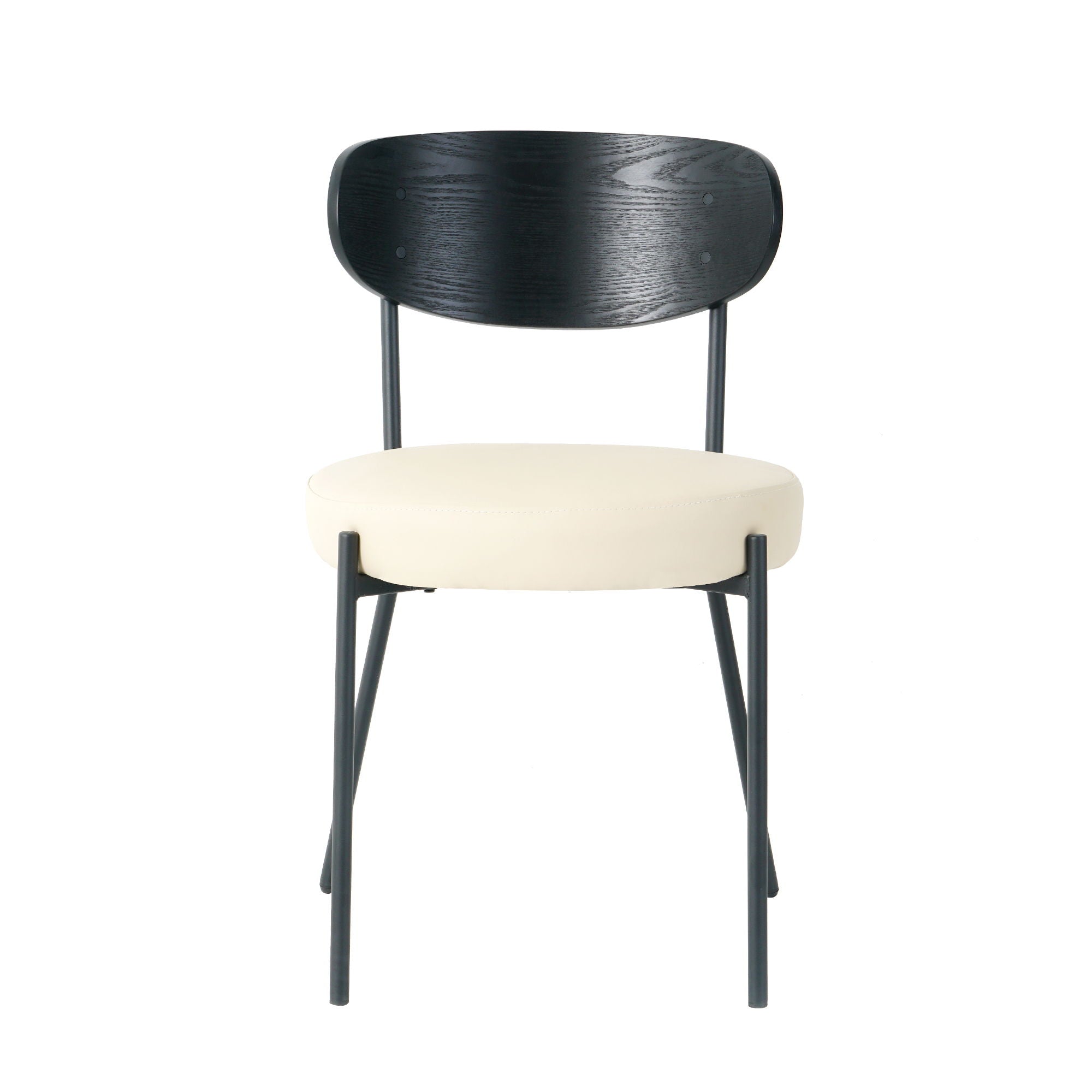 Modern Bentwood Dining Chair, Metal Legs, Ash Veneer Back, (Set of 2) - Cream