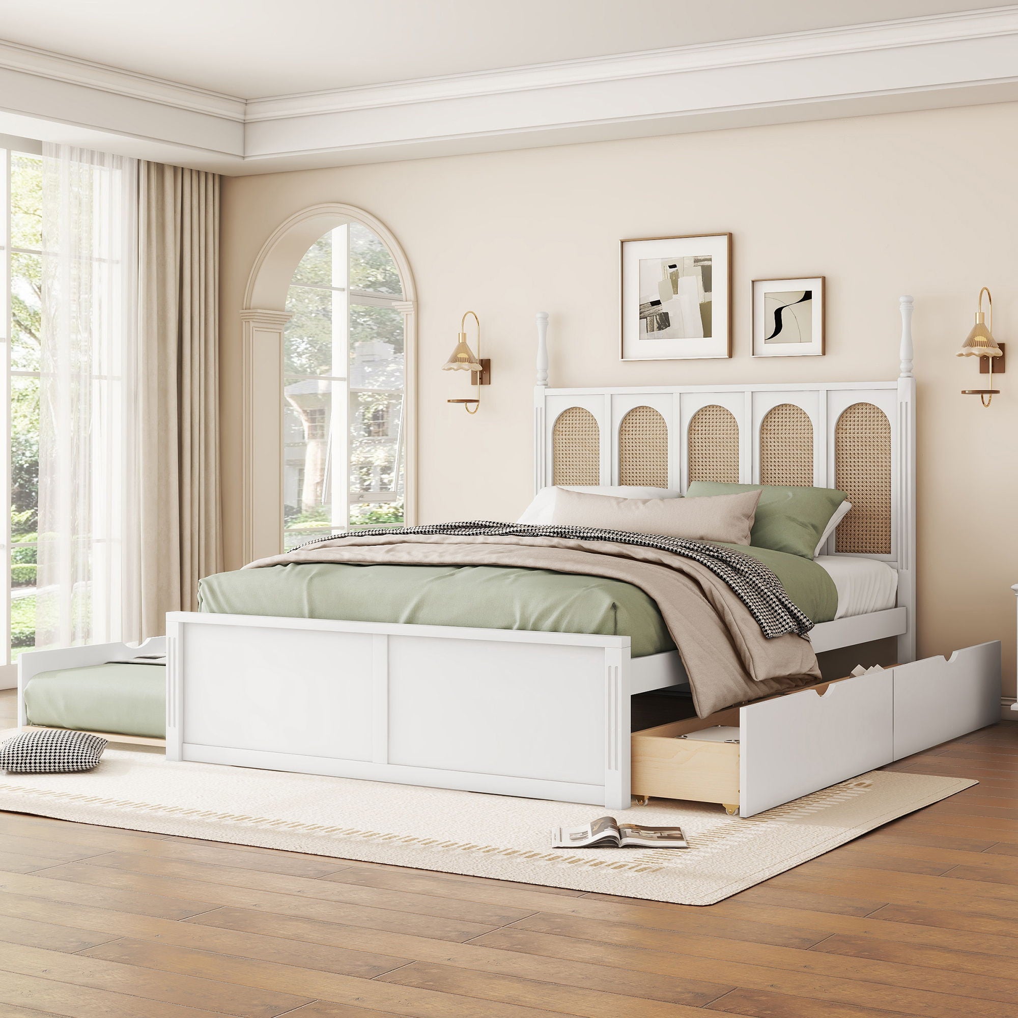 Platform Bed With With 2 Big Drawers With Trundle