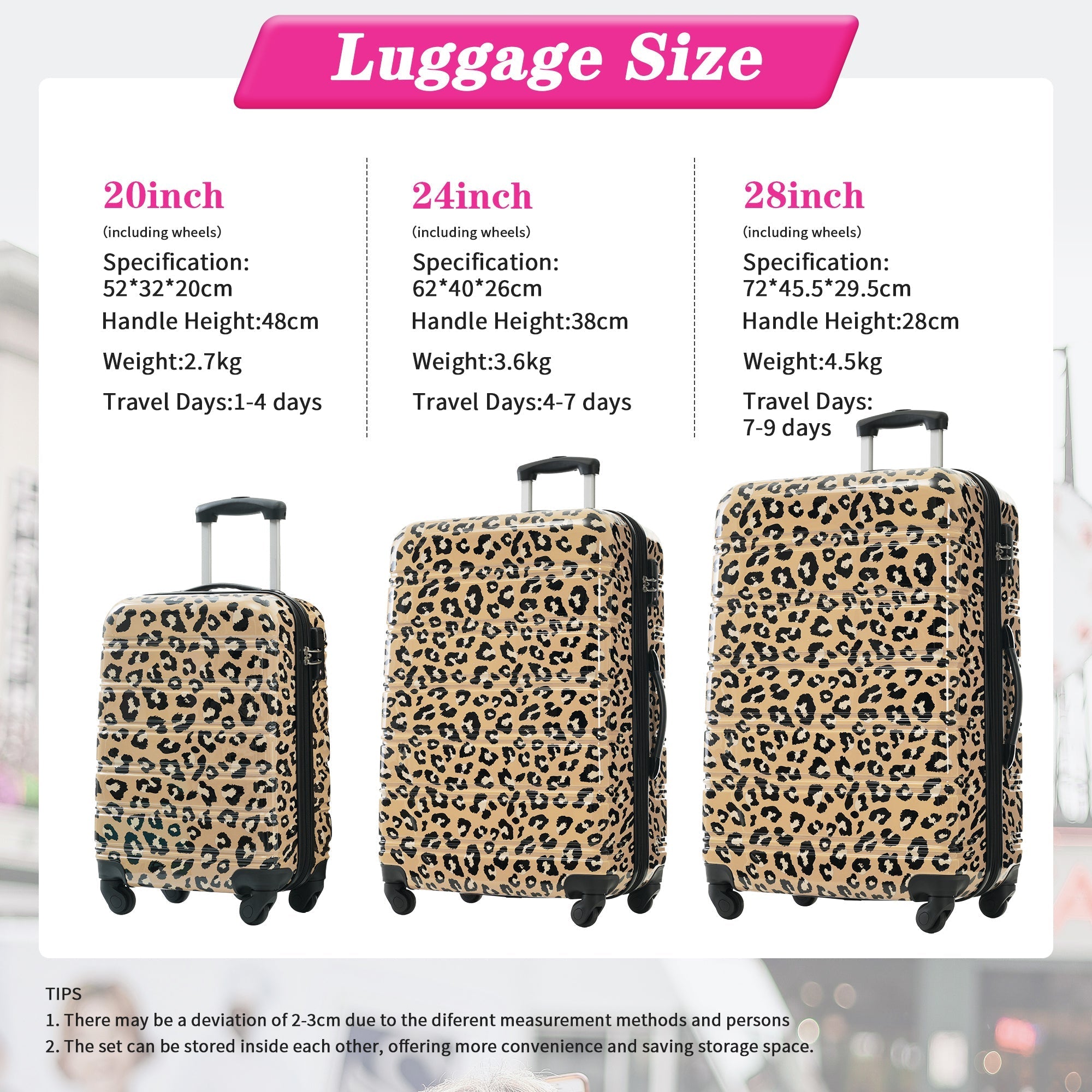 Hardshell Luggage Sets 3 pcs Spinner Suitcase with TSA Lock Lightweight Luggages