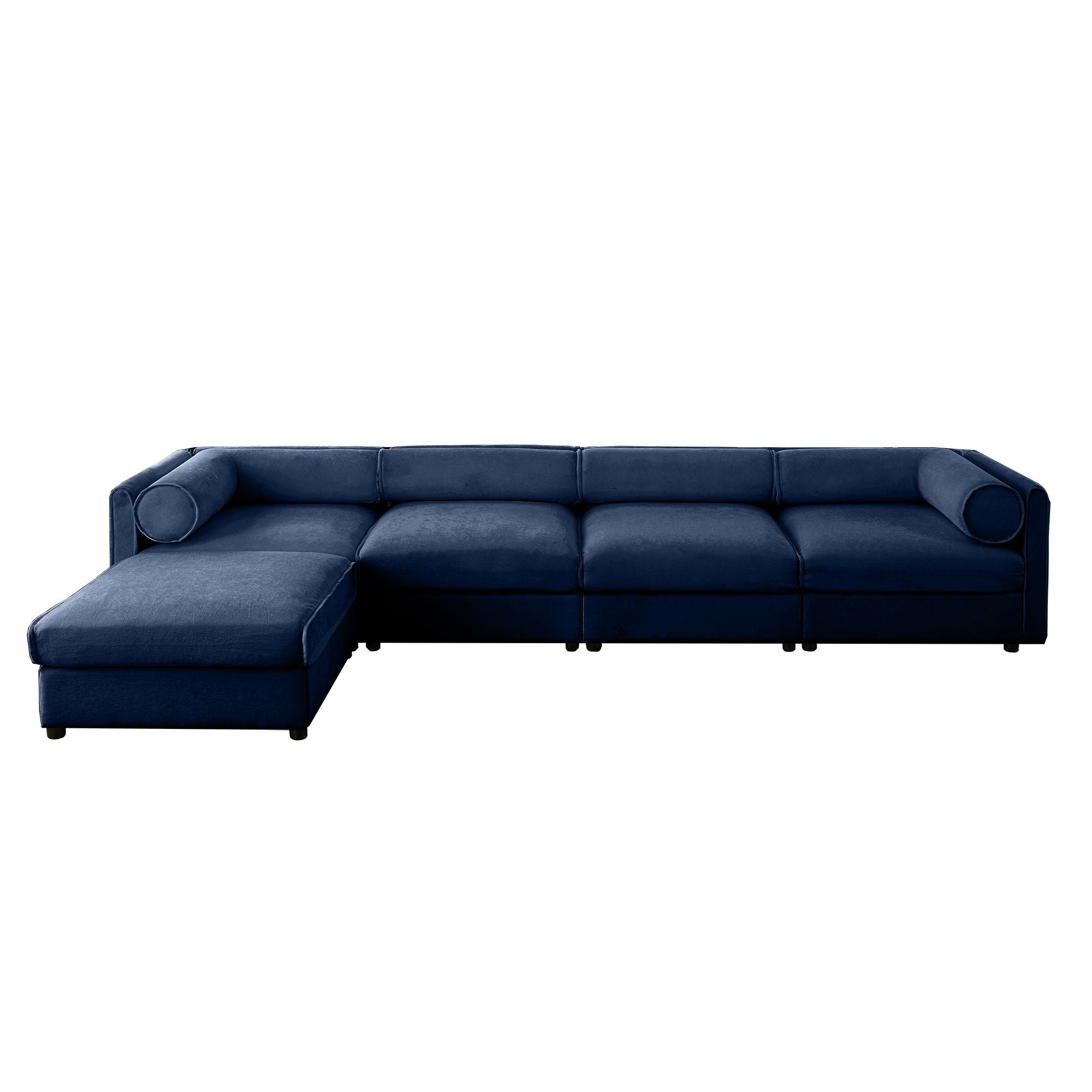 Contemporary Elegant White Chenille Sofa With Storage And Ottoman