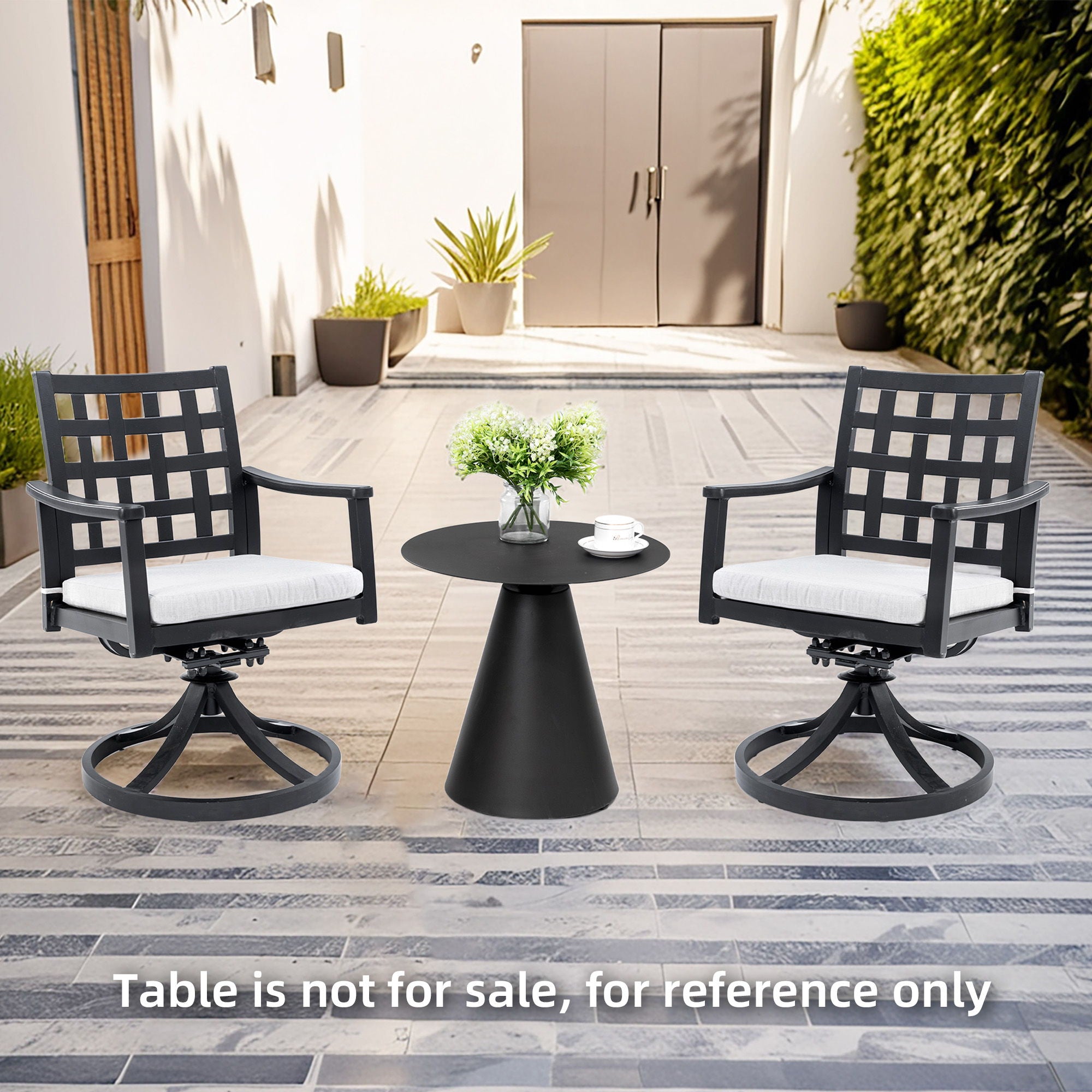 Modern Classic Outdoor Dining Swivel Rockers With Sunbrella Cushion, Lattice Design, Weather Resistant Frame (Set of 2) - Ember Black - Best Buy Furniture