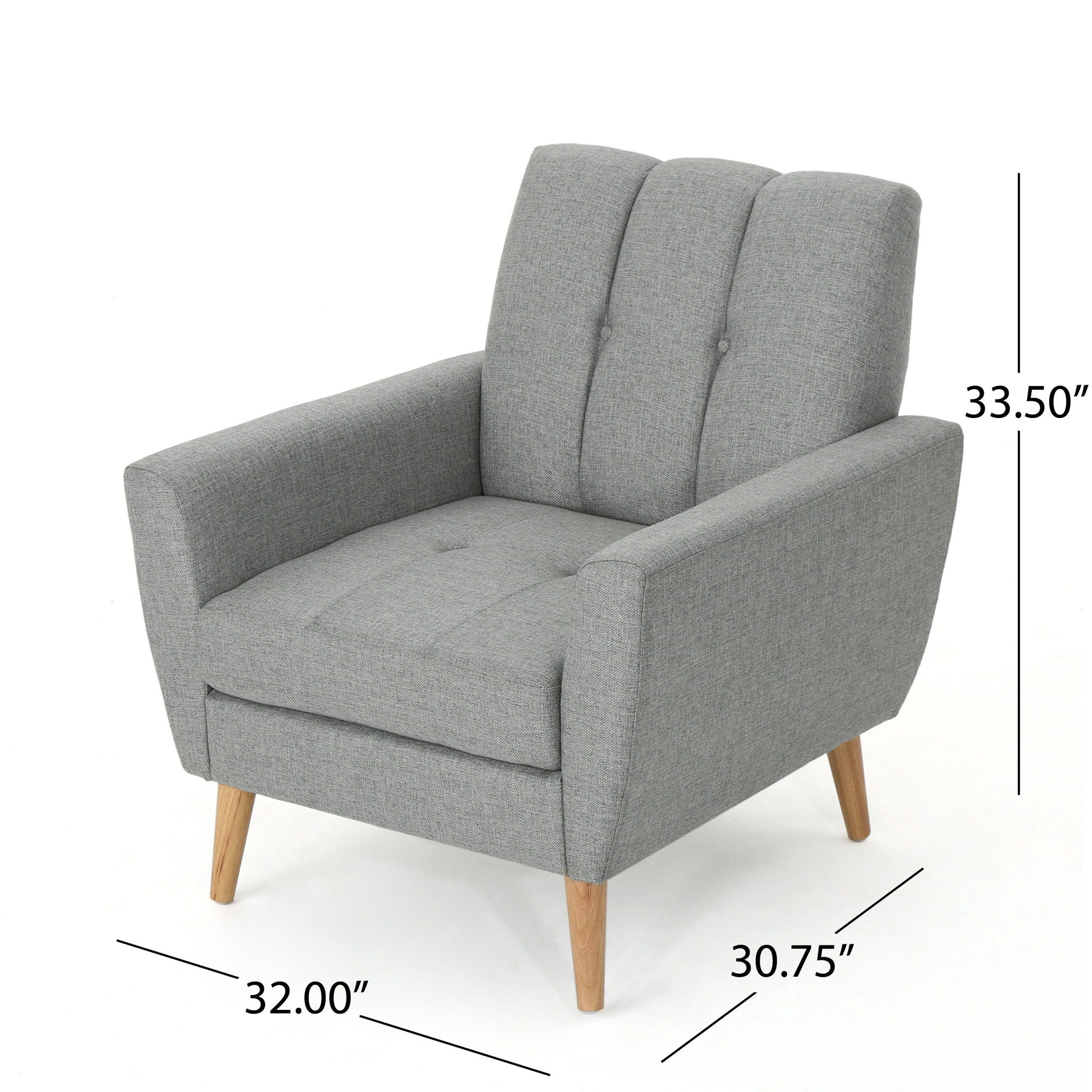 Fabric Channel Stitch Club Chair With Tufted Back - Gray