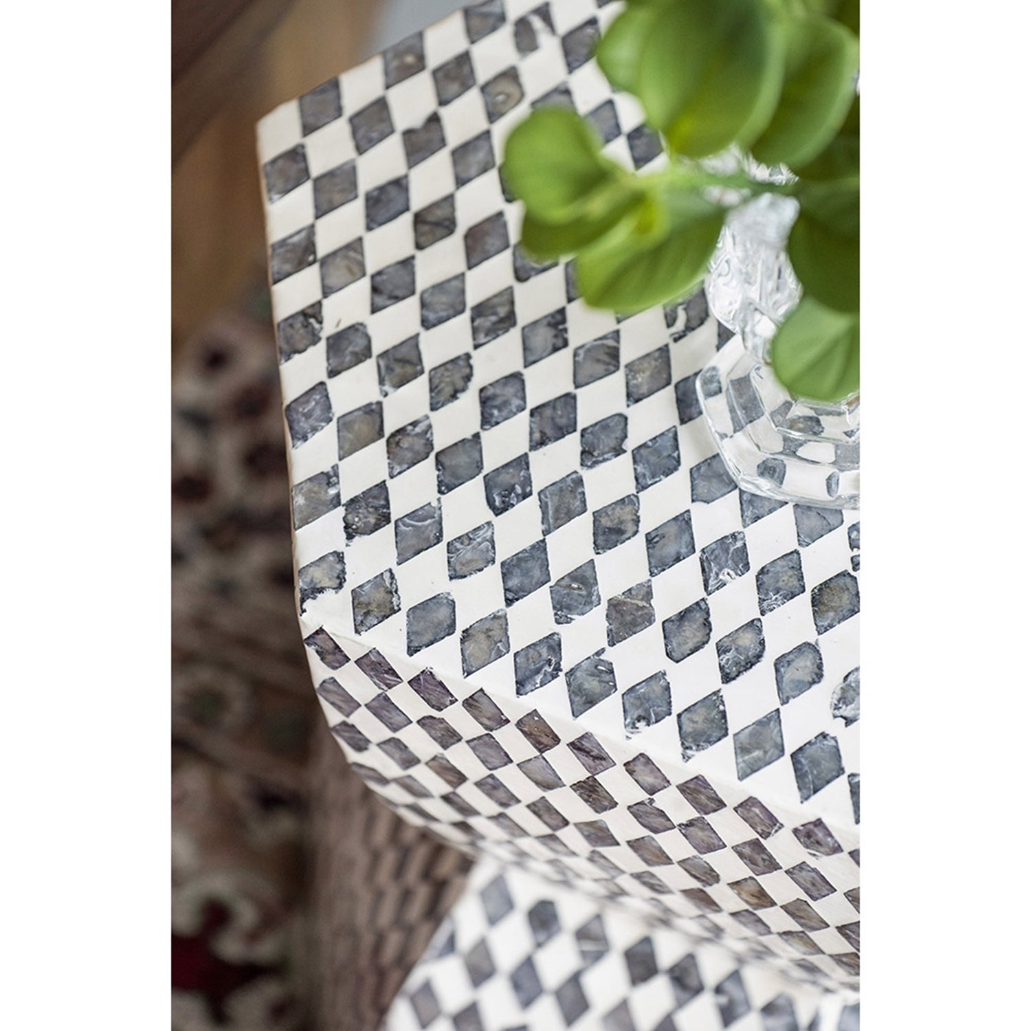 15x13x17' Hexagonal Garden Capiz Stool Accent Side Table