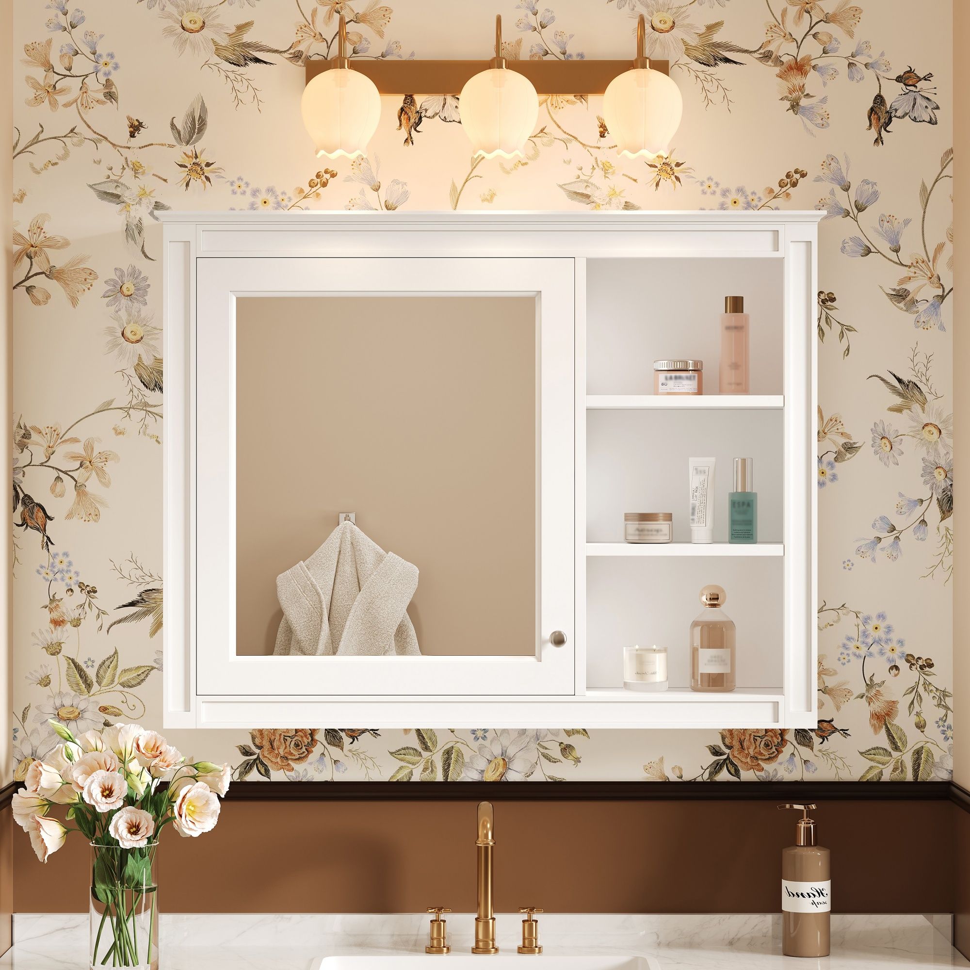 Modern Wall-Mounted Medicine Cabinet With Mirror, Adjustable Shelf