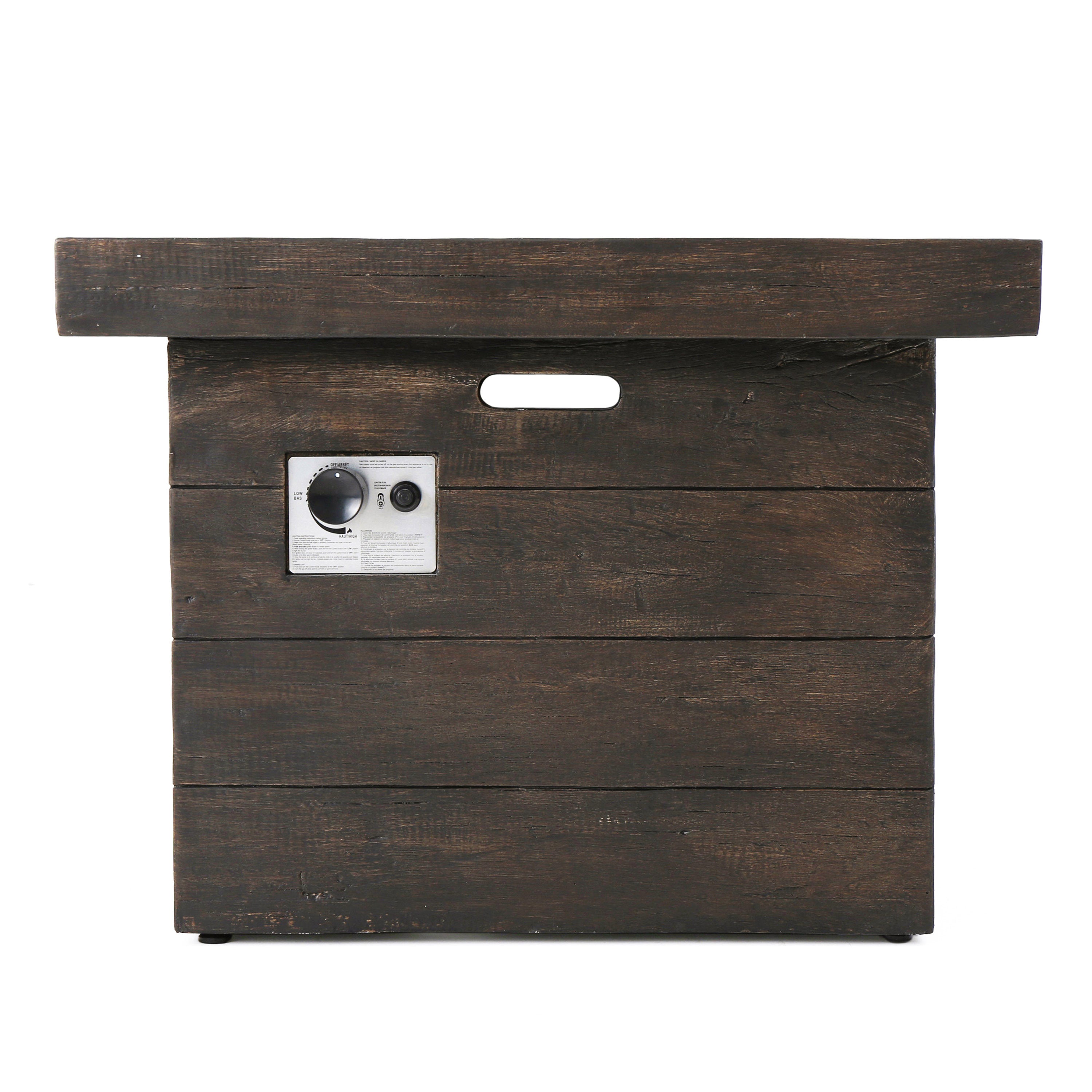 Anchorage 32'' Wood Square MGO Fire Pit Brown - 40,000 BTU