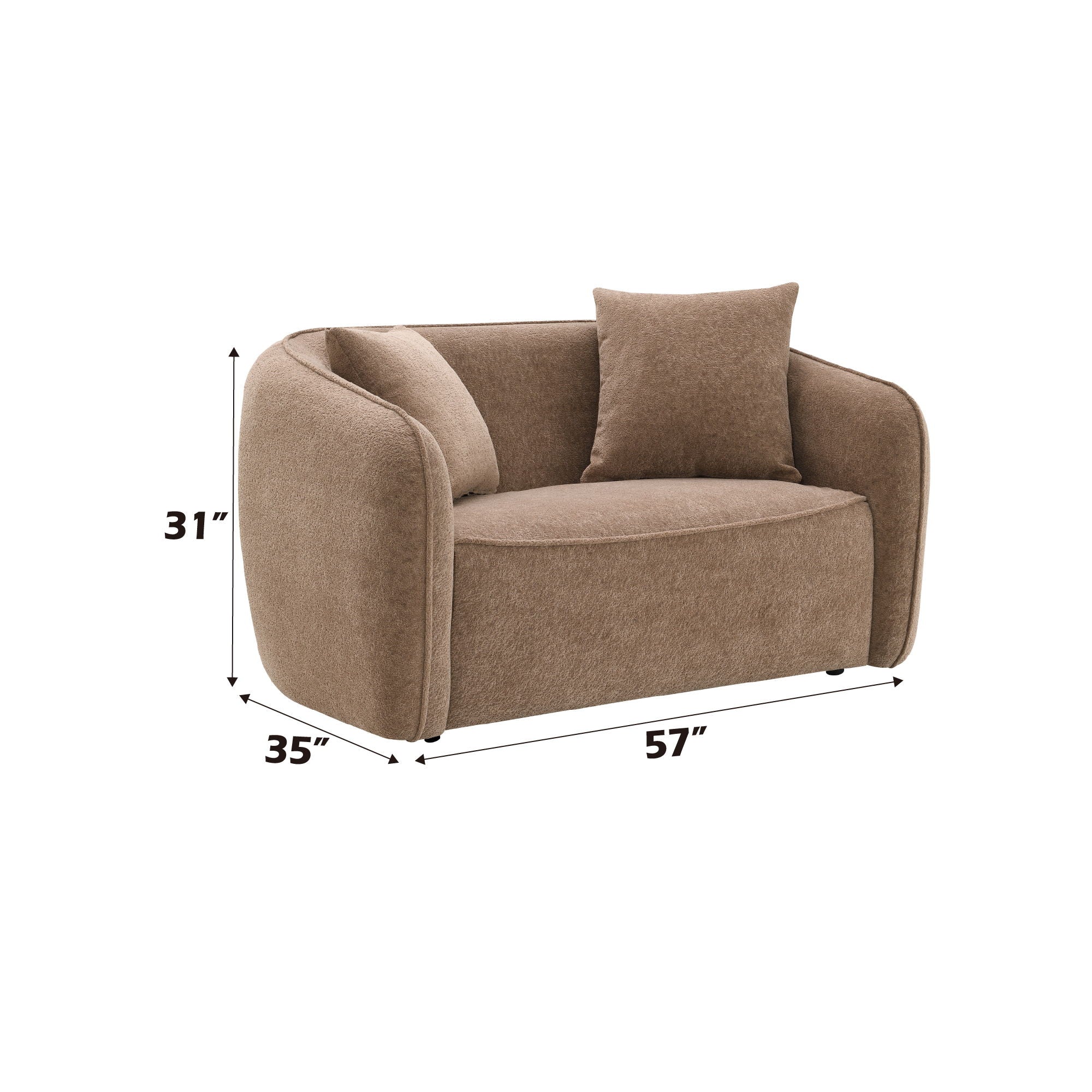 Keith - Chenille 3 Piece Living Room Set (Comes With Matching Color Toss Pillows)