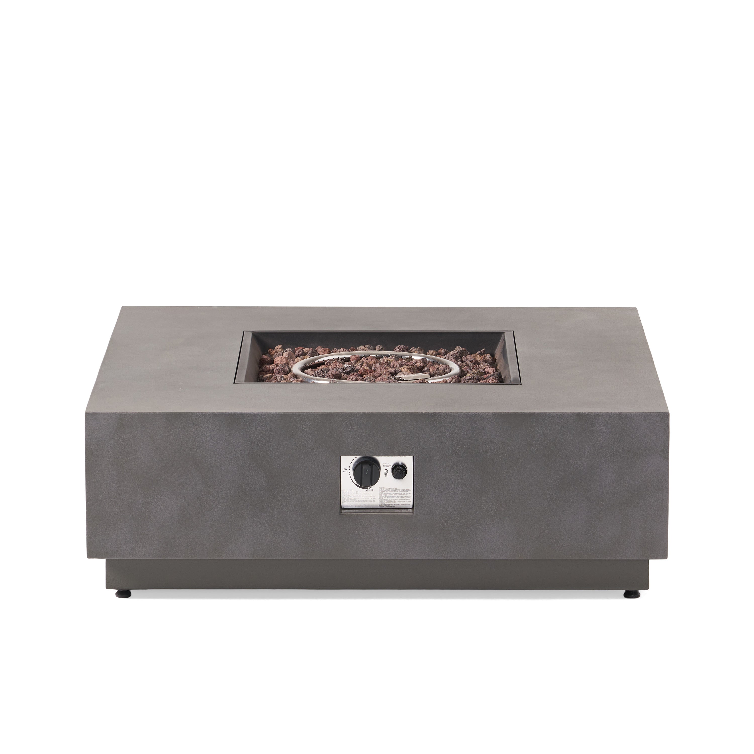 Modern Square Iron Fire Pit 50,000 BTU Stone Gray 39-Inch