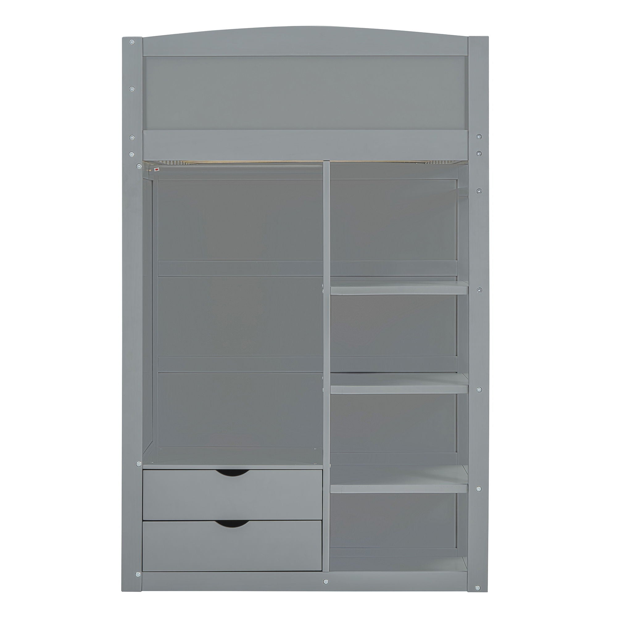 Loft Bed With Desk, Wardrobes, 4 Drawers And 4 Shelves