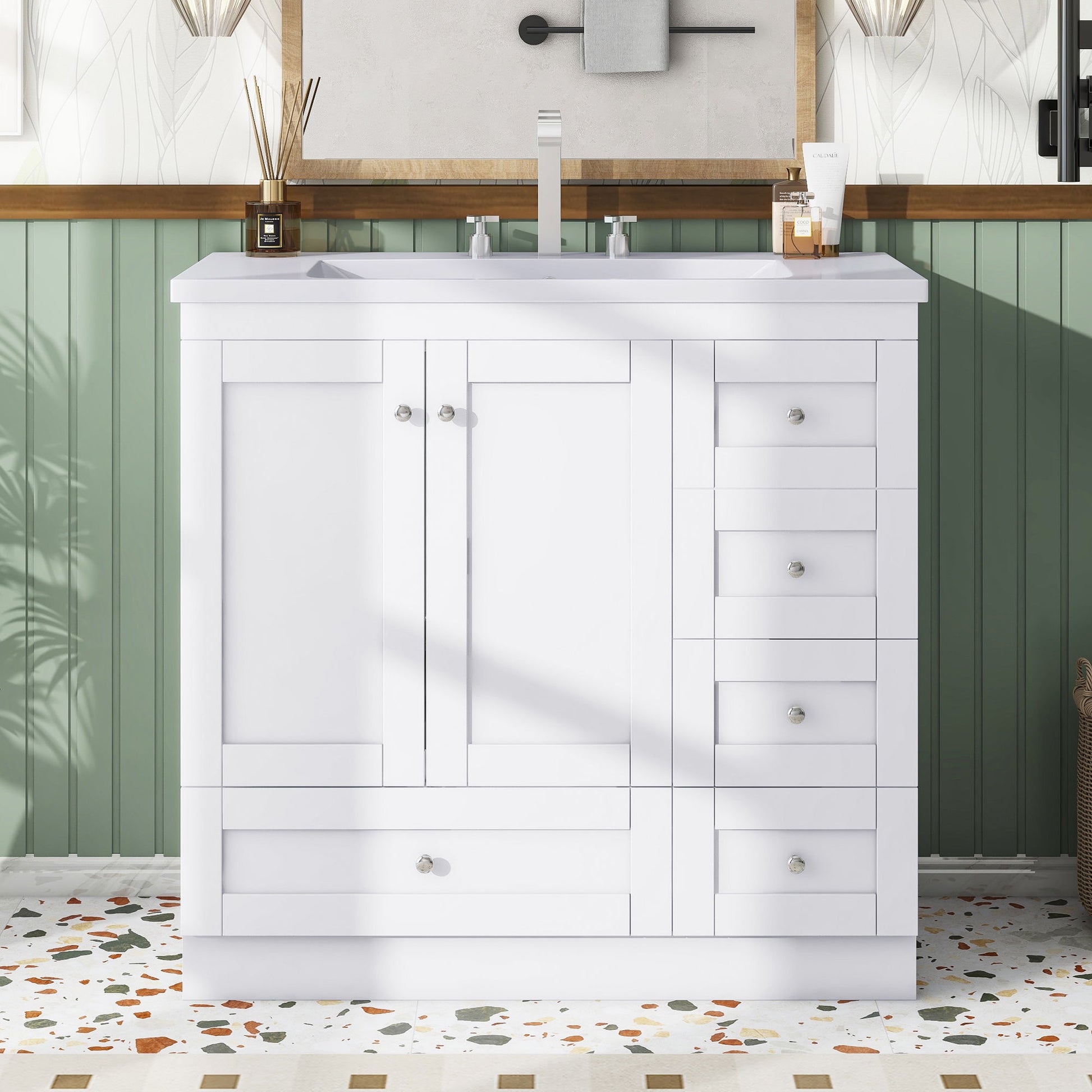 Shaker Free Standing Bathroom Vanity Cabinet With Sink, Soft Close Drawers, Soft Close Doors - Best Buy Furniture
