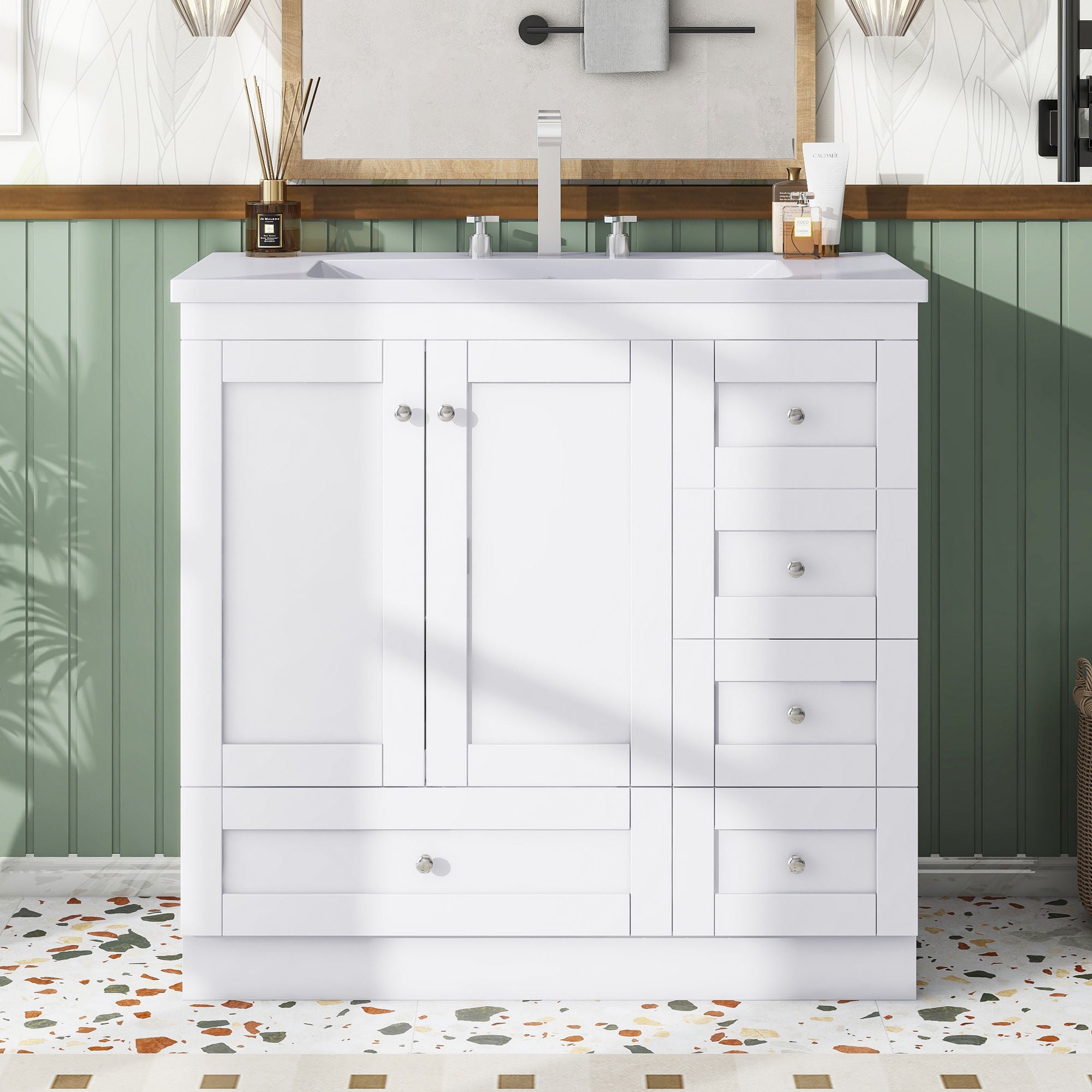 Shaker Free Standing Bathroom Vanity Cabinet With Sink, Soft Close Drawers, Soft Close Doors - Best Buy Furniture