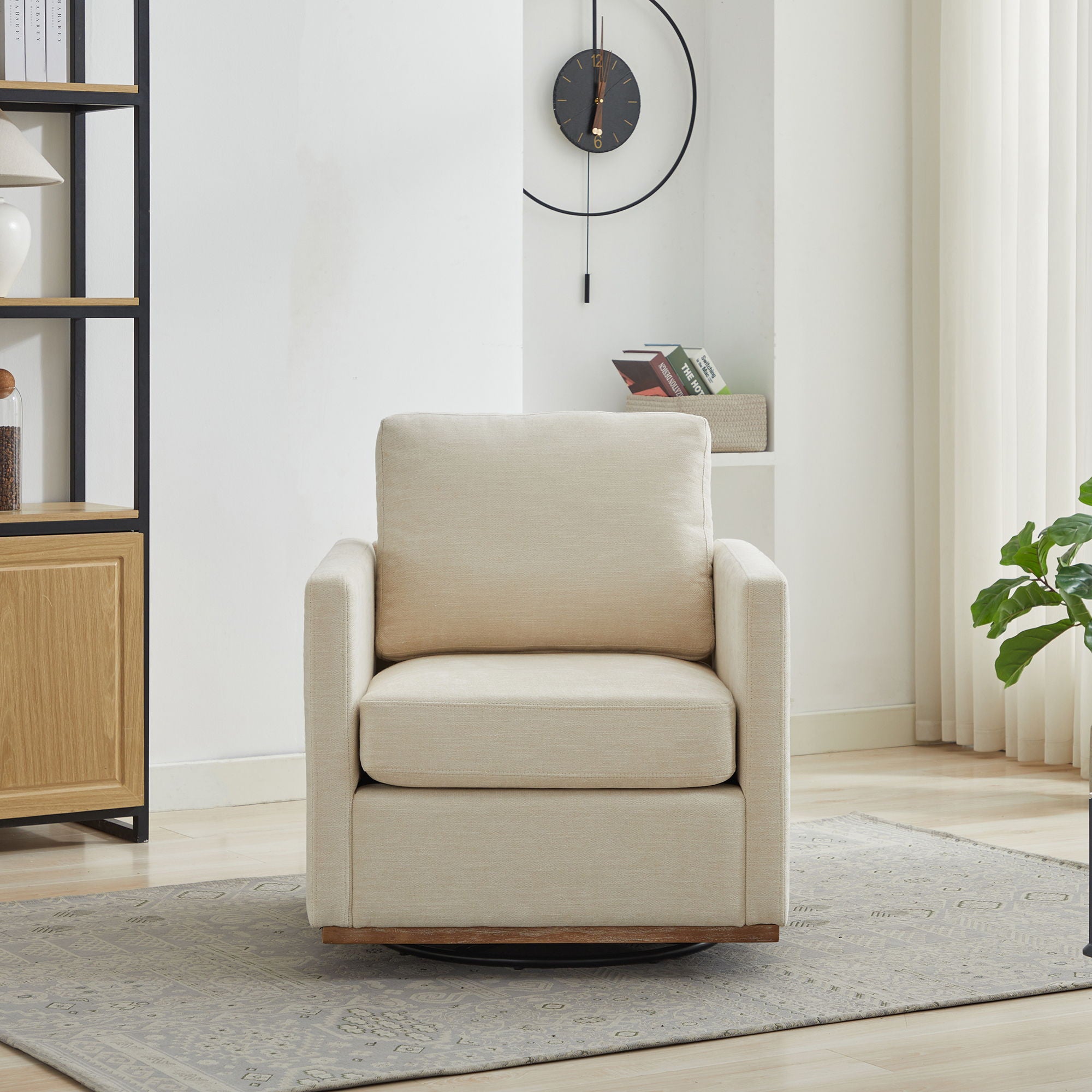 Square Upholstered Swivel Accent Chair For Living Room