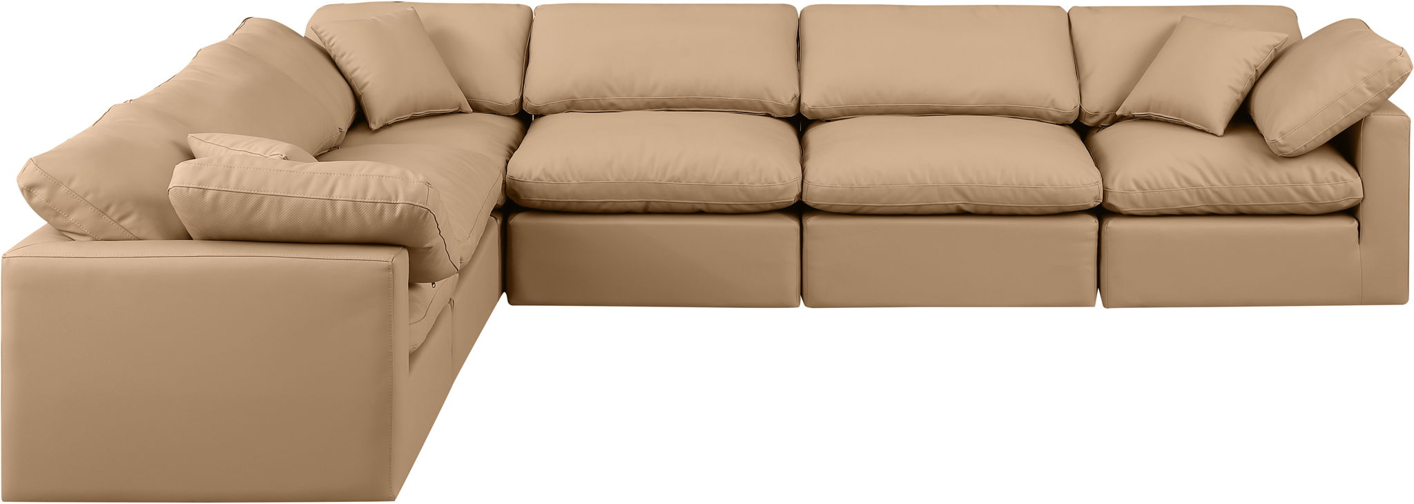 Indulge - Faux Leather 6 Piece Modular Corner Sectional - Tan