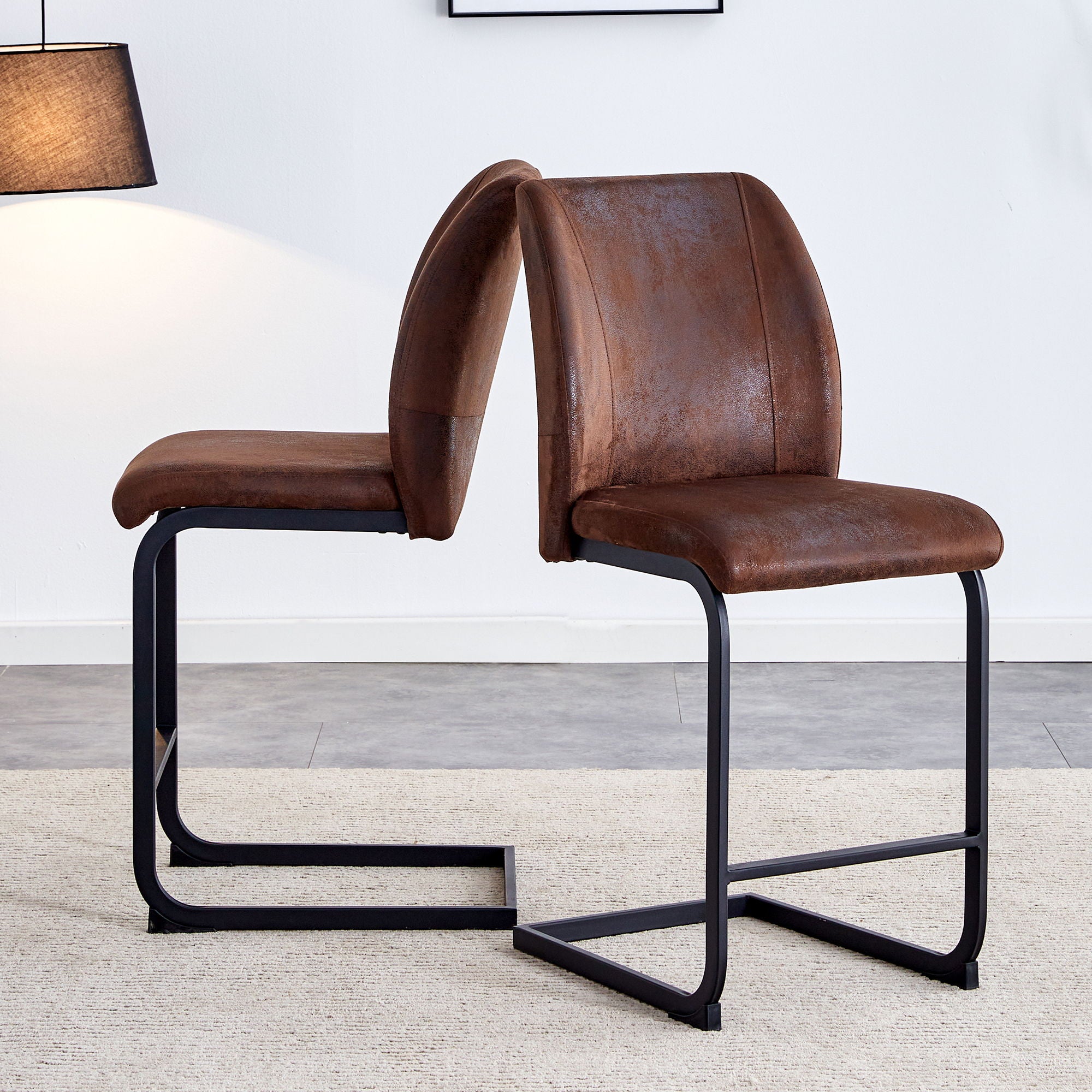 Modern Chairs With Cushions And Metal Legs (Set of 2)