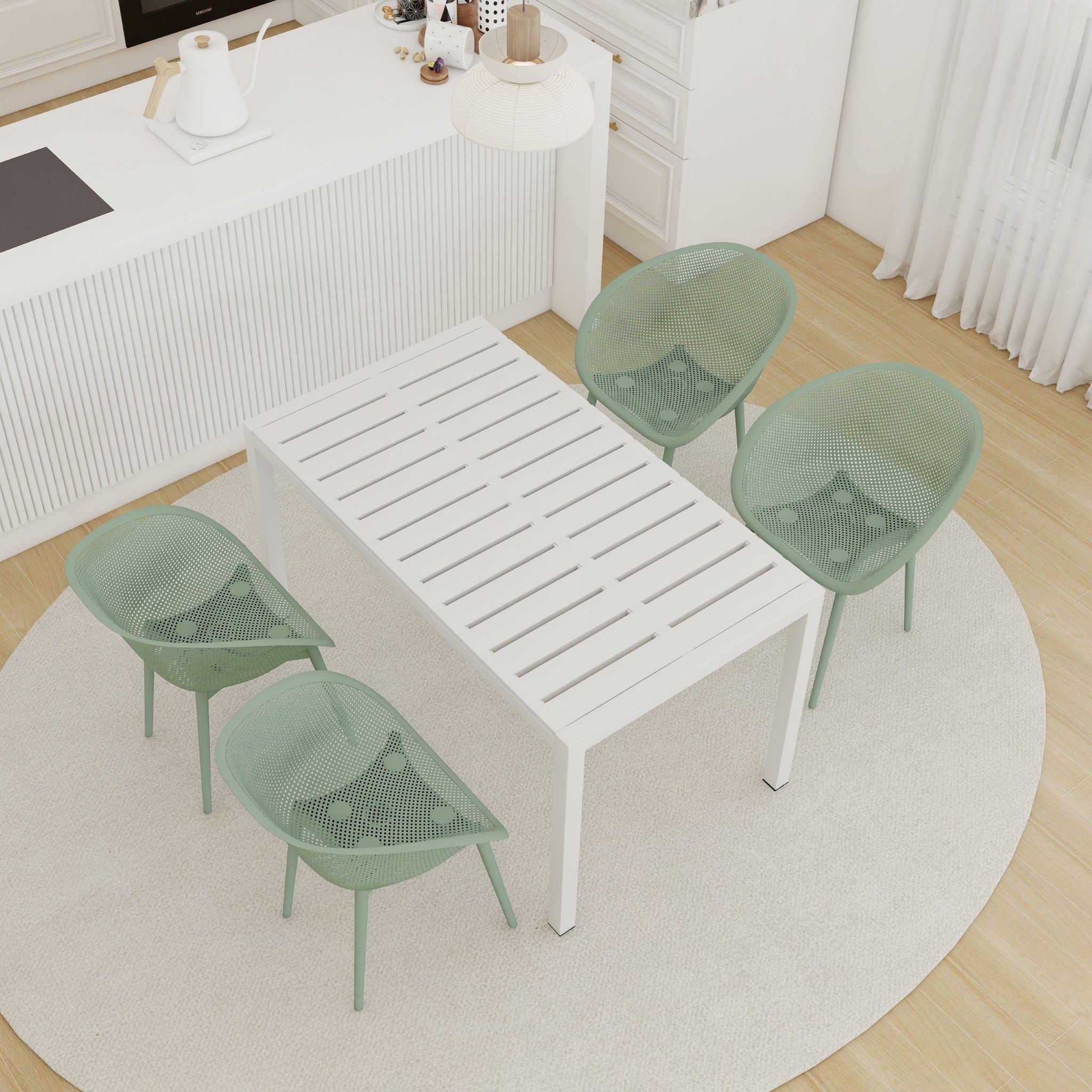 2 Piece Durable Single Chair With Mesh Hollow Out Design