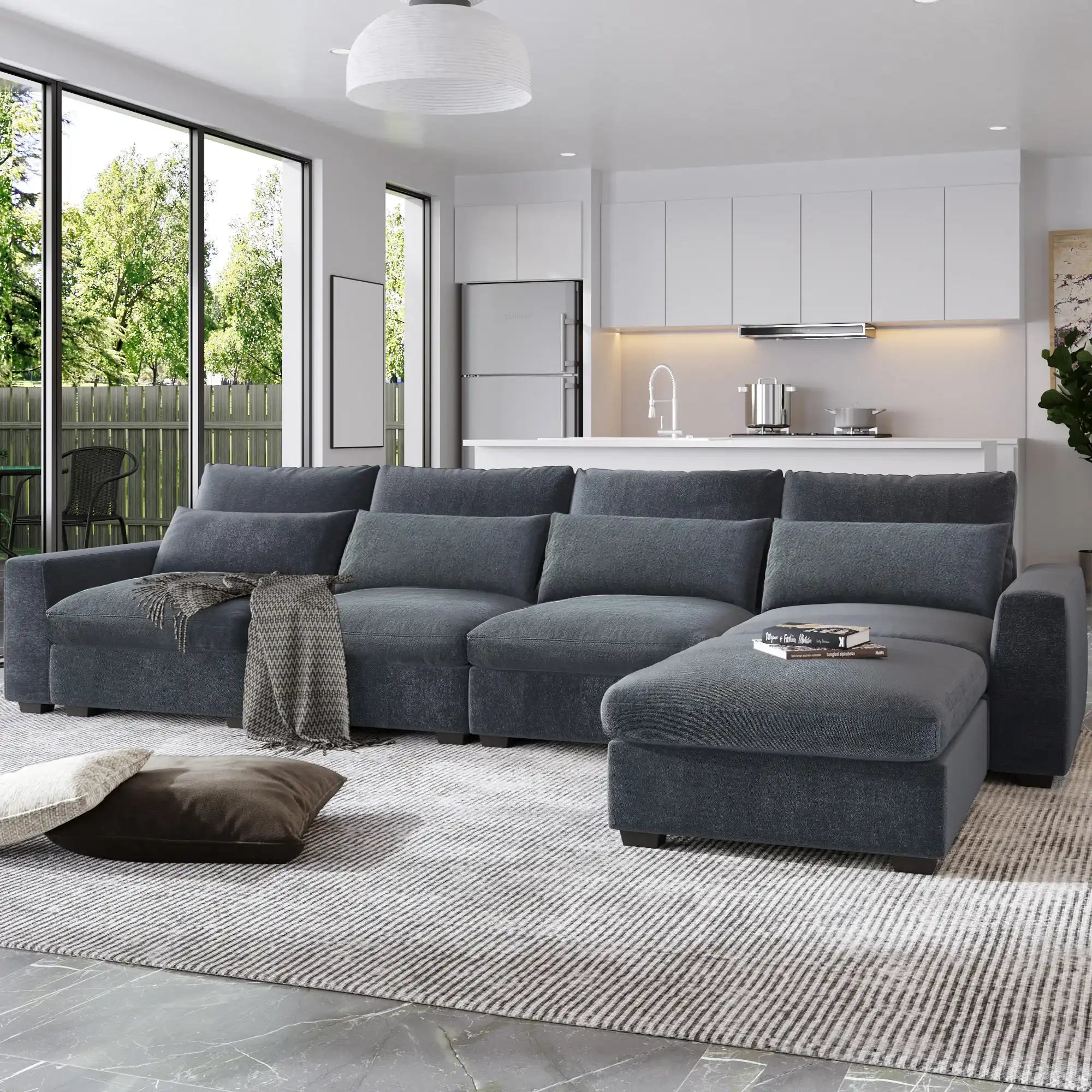 Modern L-Shape Sectional Sofa, Convertible with Reversible Chaise