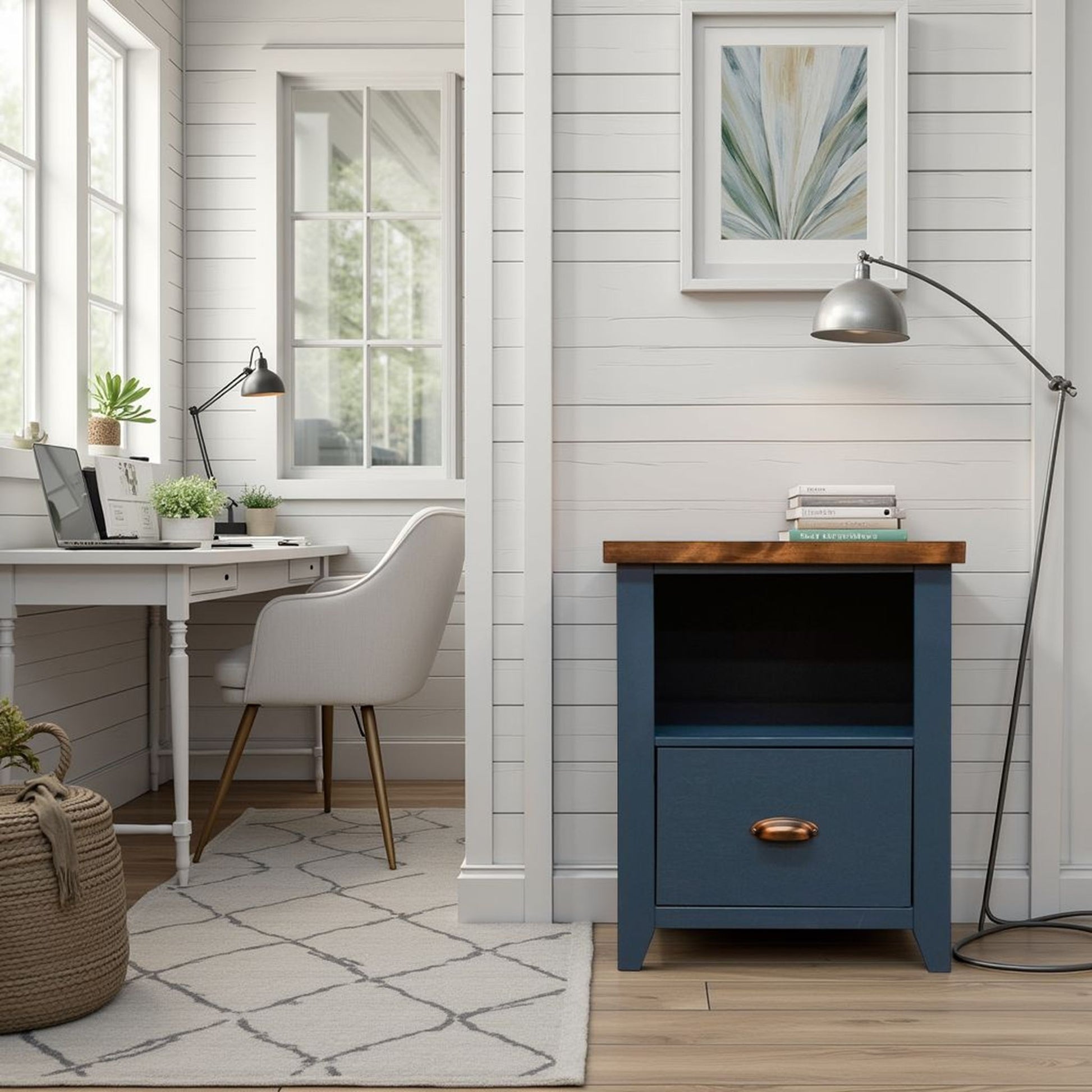 Nantucket - Drawer File - Blue Denim, Whiskey - Best Buy Furniture