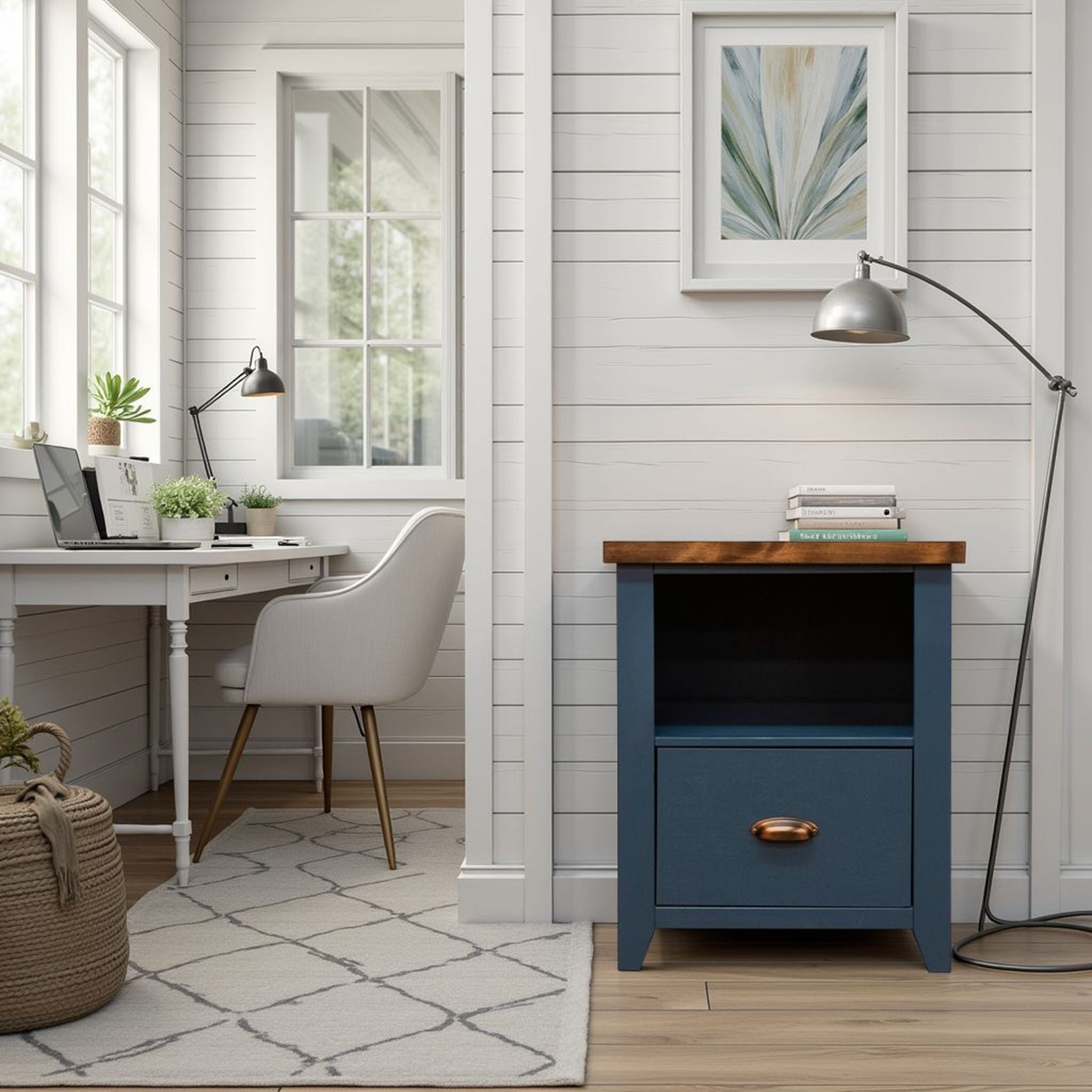 Nantucket - Drawer File - Blue Denim, Whiskey - Best Buy Furniture