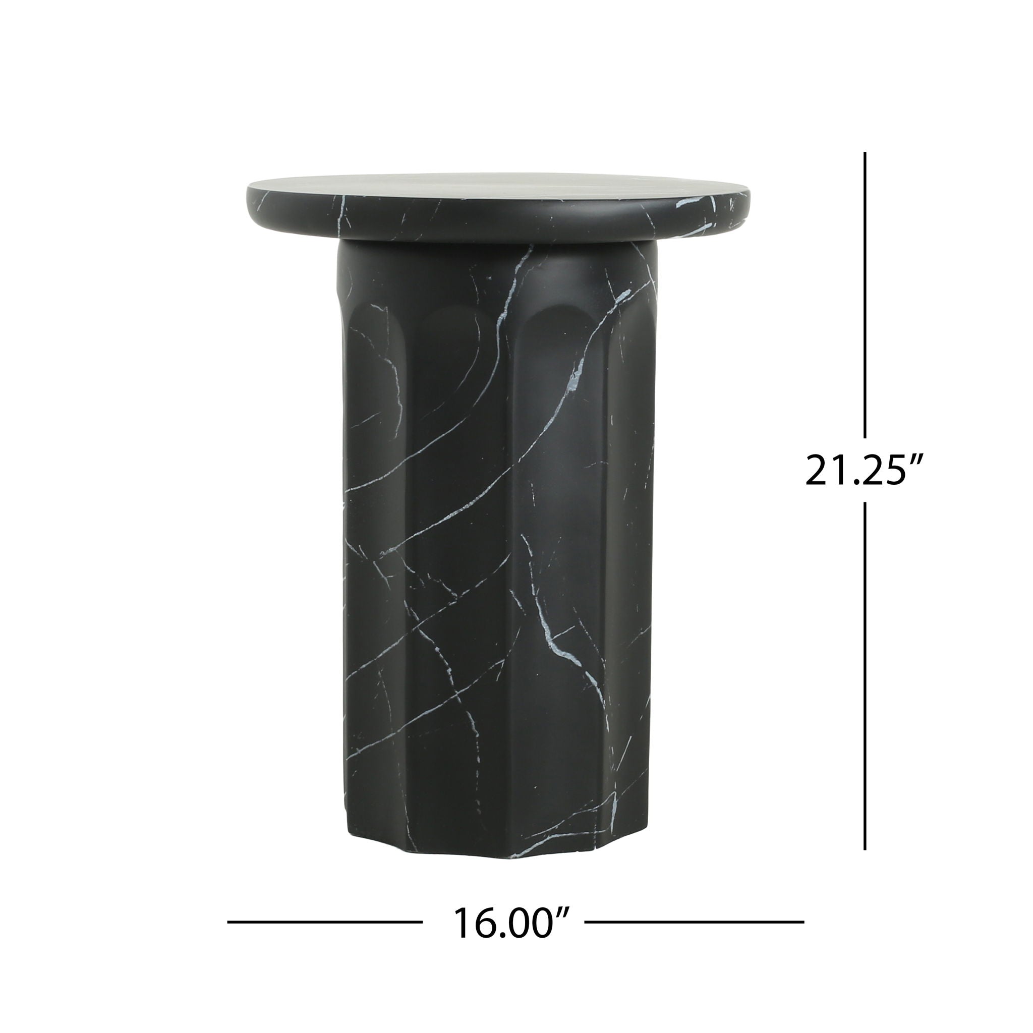 Outdoor Lightweight Concrete BMarble Effect Side Table, Living Room End Table - Black / Marble - Best Buy Furniture
