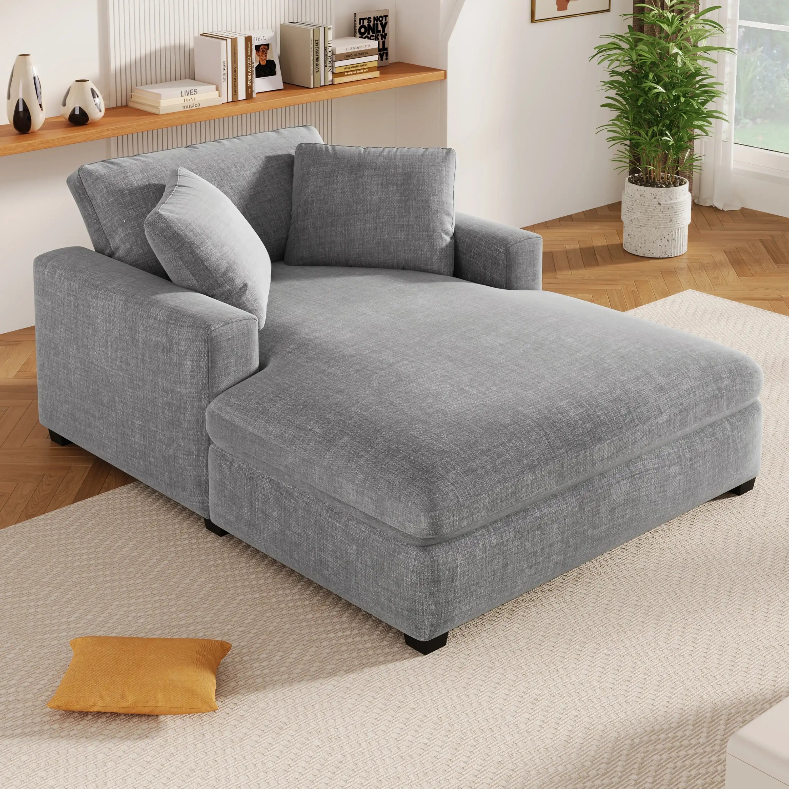 Mirod Classic Oversized Chaise Lounge Chair, Soft Fabric, Easy Assembly
