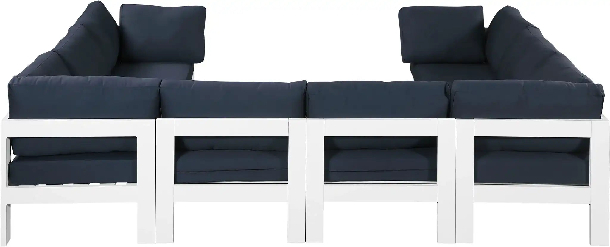 Nizuc - Outdoor Patio 8 Piece Modular Sectional With White Frame