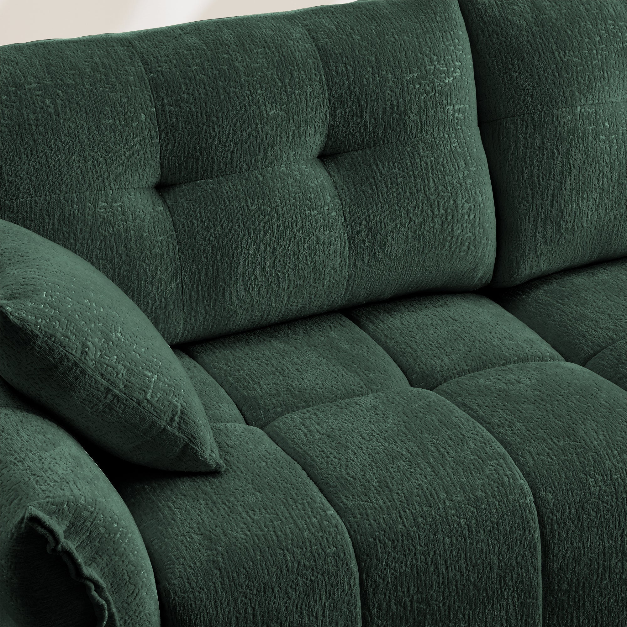 Ergonomic Single Seater Sofa with Ottoman in High-Green Chenille