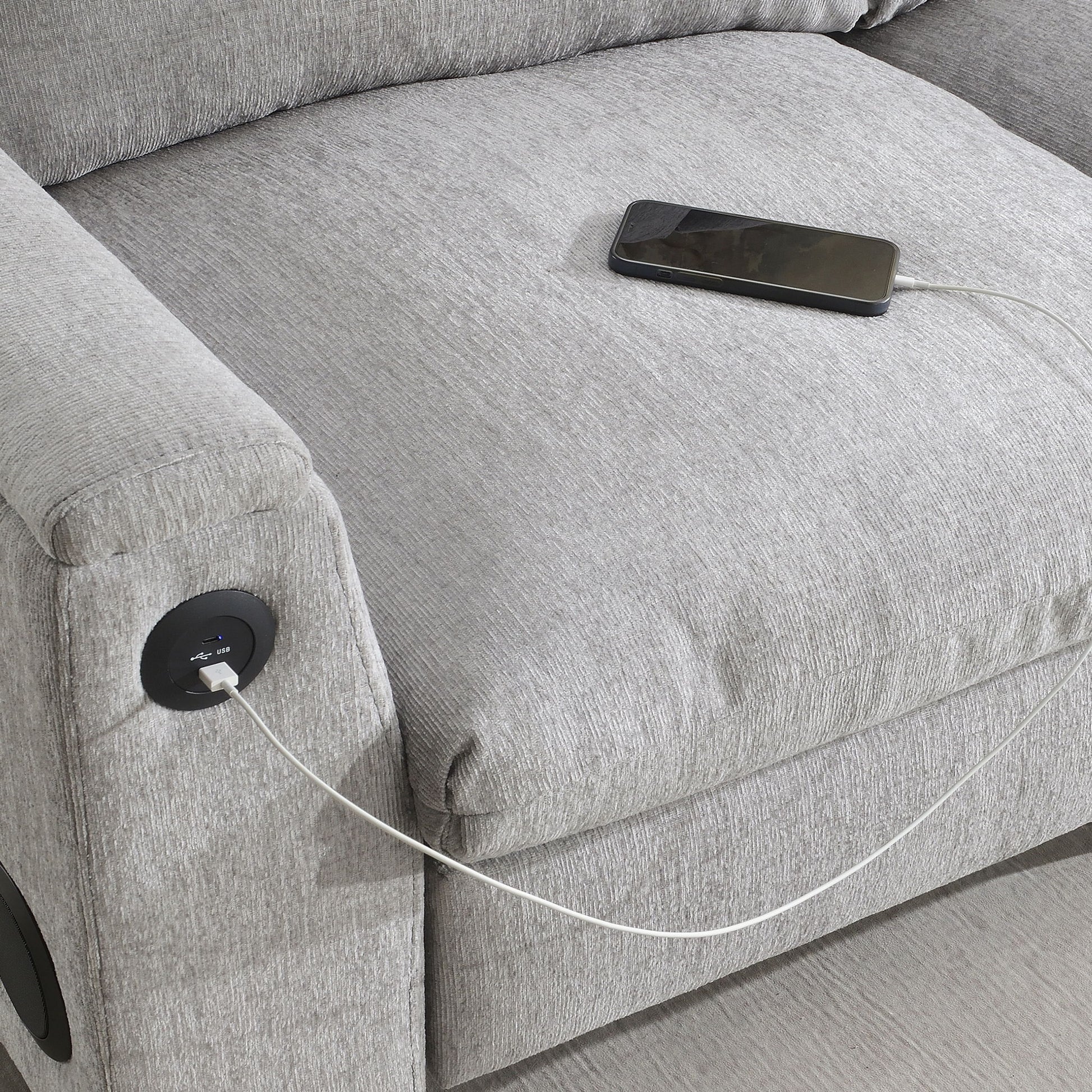 Sectional With Bluetooth Speaker Comfy Cloud Couch Set With Drop Down Table Cup Holders, USB Charger Storage Armrest Wide Seat Sofa - Best Buy Furniture