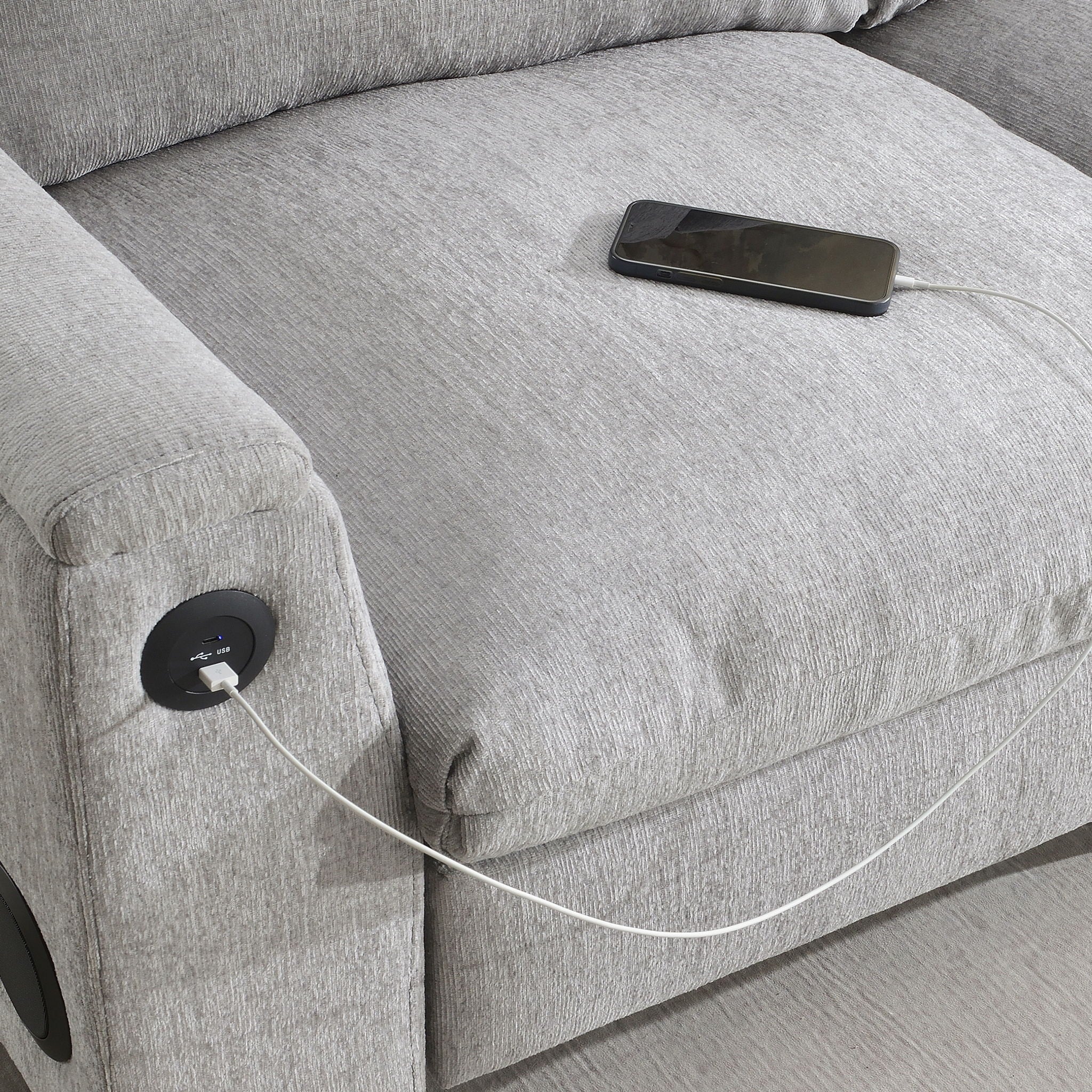 Sectional With Bluetooth Speaker Comfy Cloud Couch Set With Drop Down Table Cup Holders, USB Charger Storage Armrest Wide Seat Sofa - Best Buy Furniture